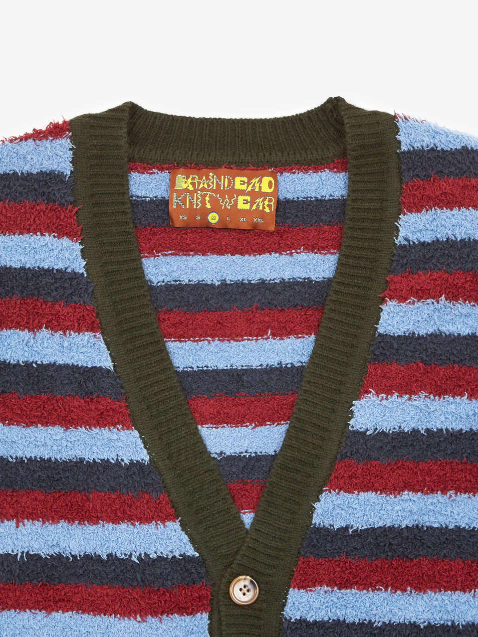 Brain Dead Teddy Fur Striped Cardigan - Blue Multi - Image 3