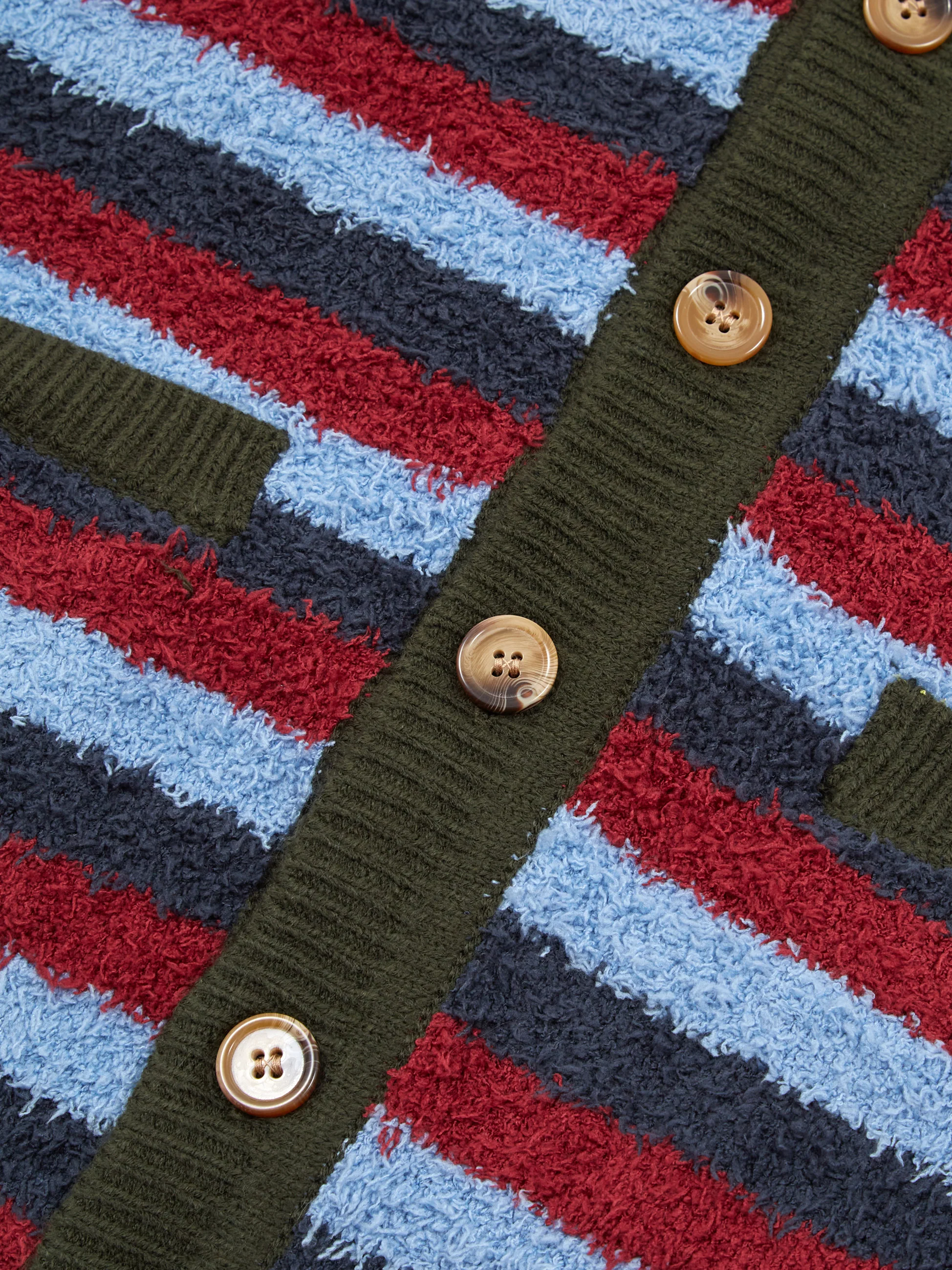Brain Dead Teddy Fur Striped Cardigan - Blue Multi - Image 4