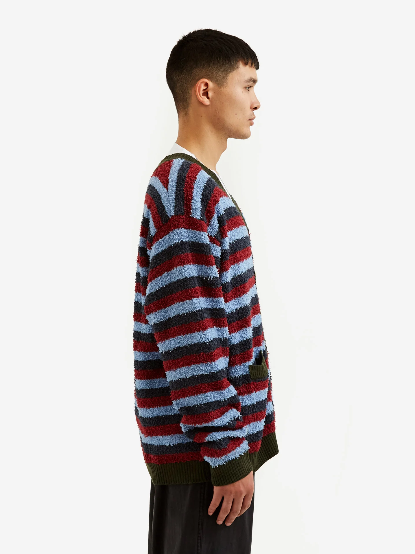 Brain Dead Teddy Fur Striped Cardigan - Blue Multi - Image 9