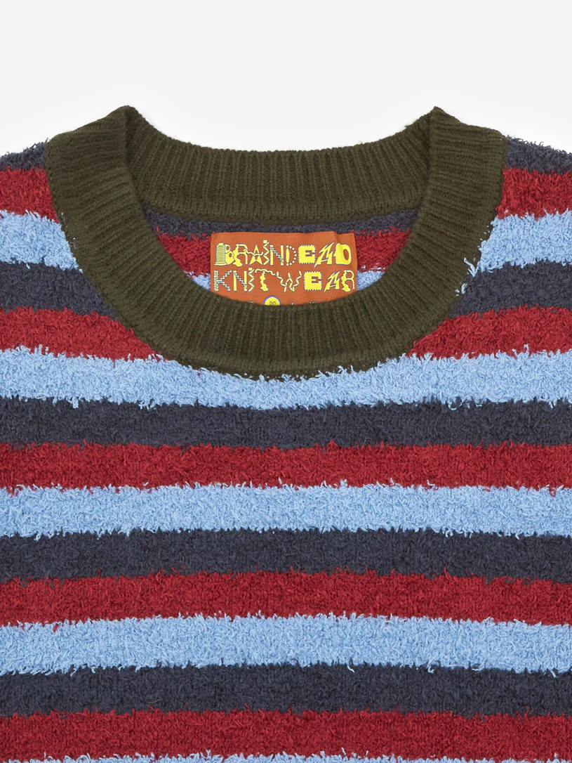 Brain Dead Teddy Fur Striped Vest - Blue Multi - Image 2