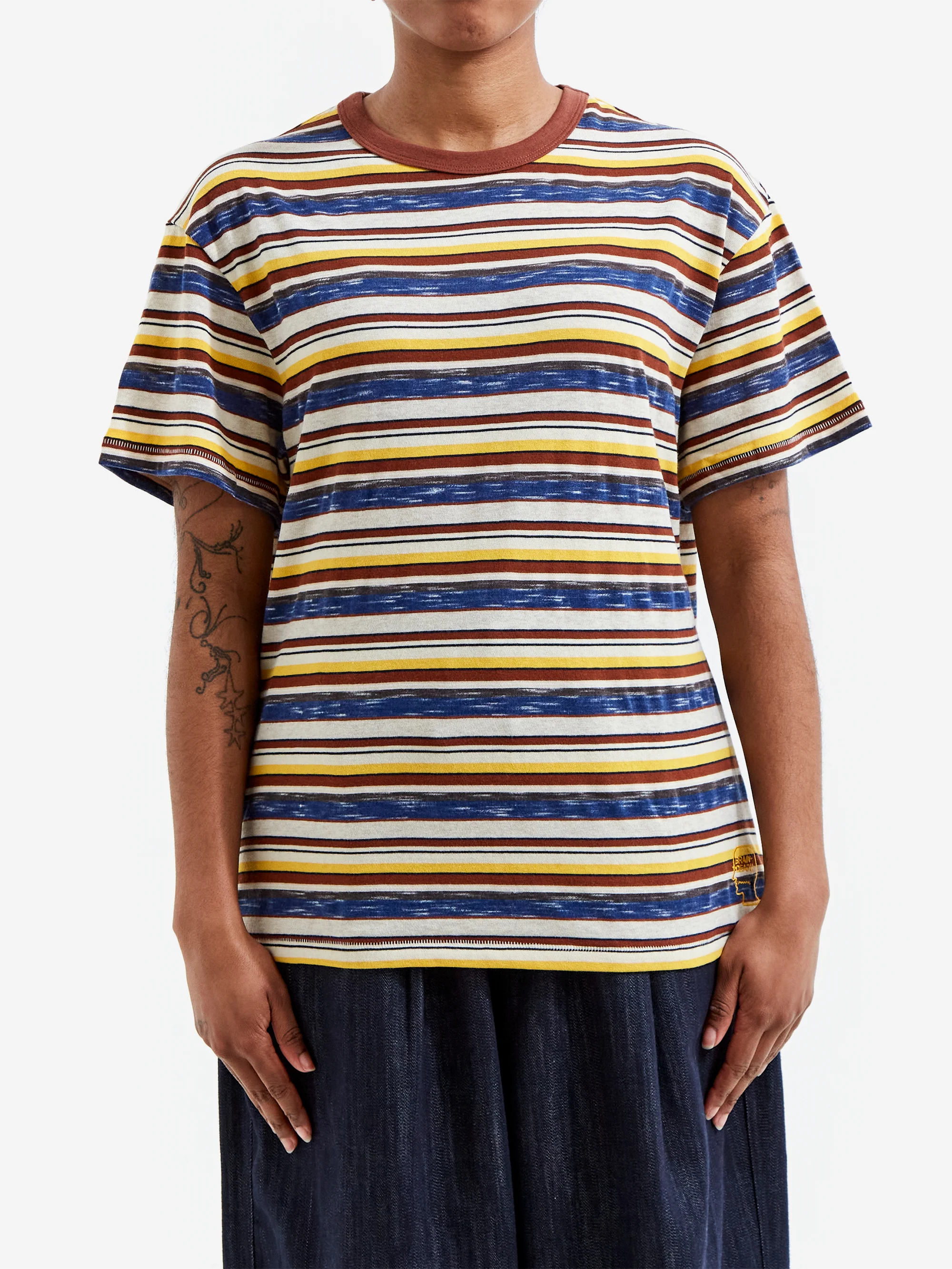 Brain Dead Toni Stripe T-Shirt W - Yellow Multi