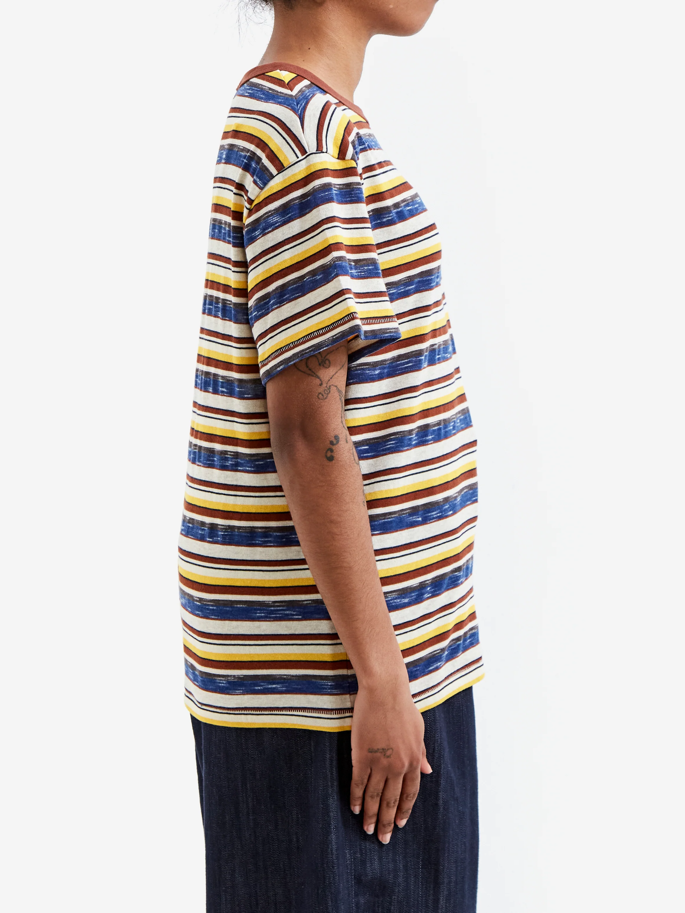 Brain Dead Toni Stripe T-Shirt W - Yellow Multi - Image 2