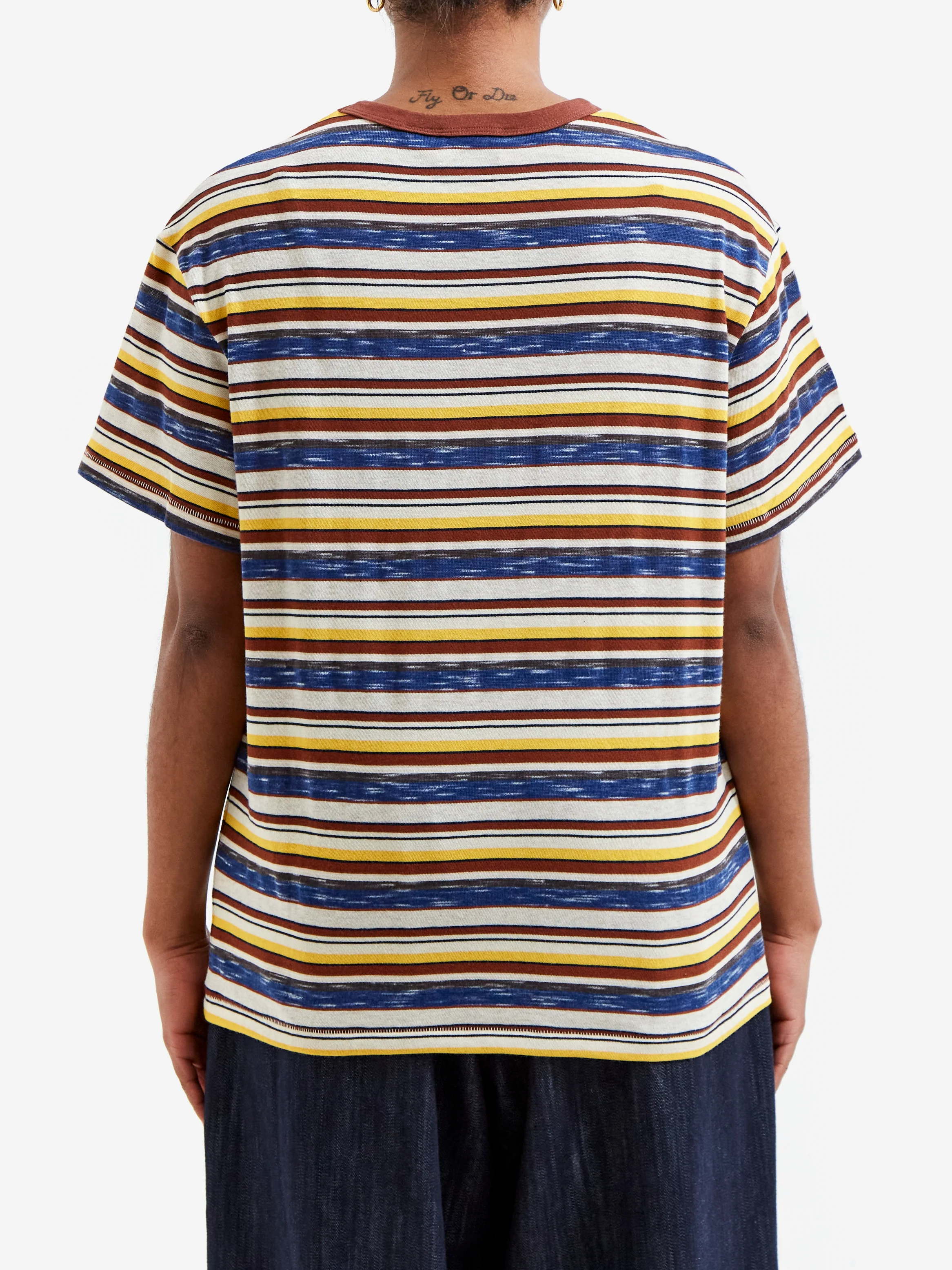 Brain Dead Toni Stripe T-Shirt W - Yellow Multi - Image 3