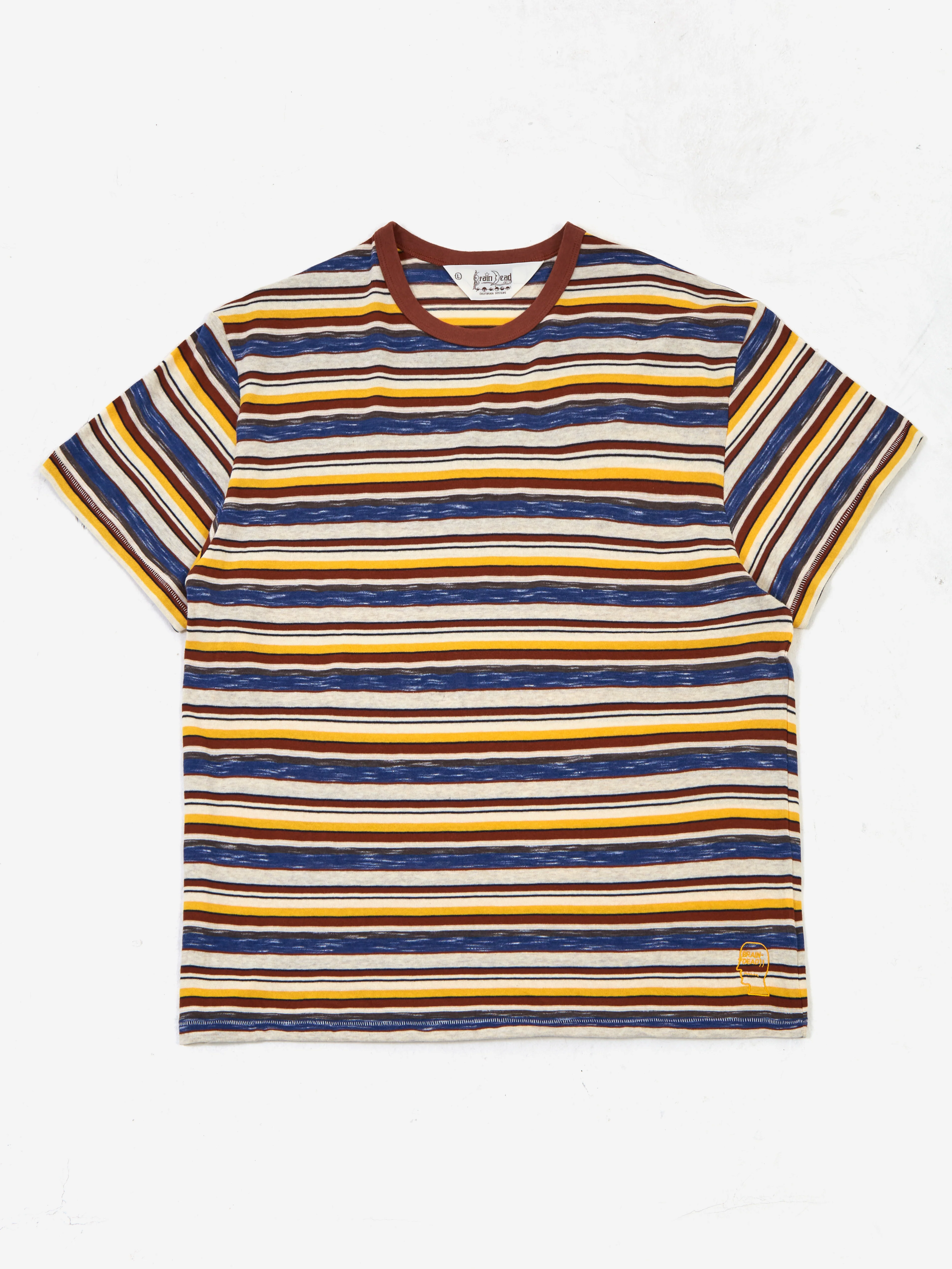 Brain Dead Toni Stripe T-Shirt - Yellow Multi