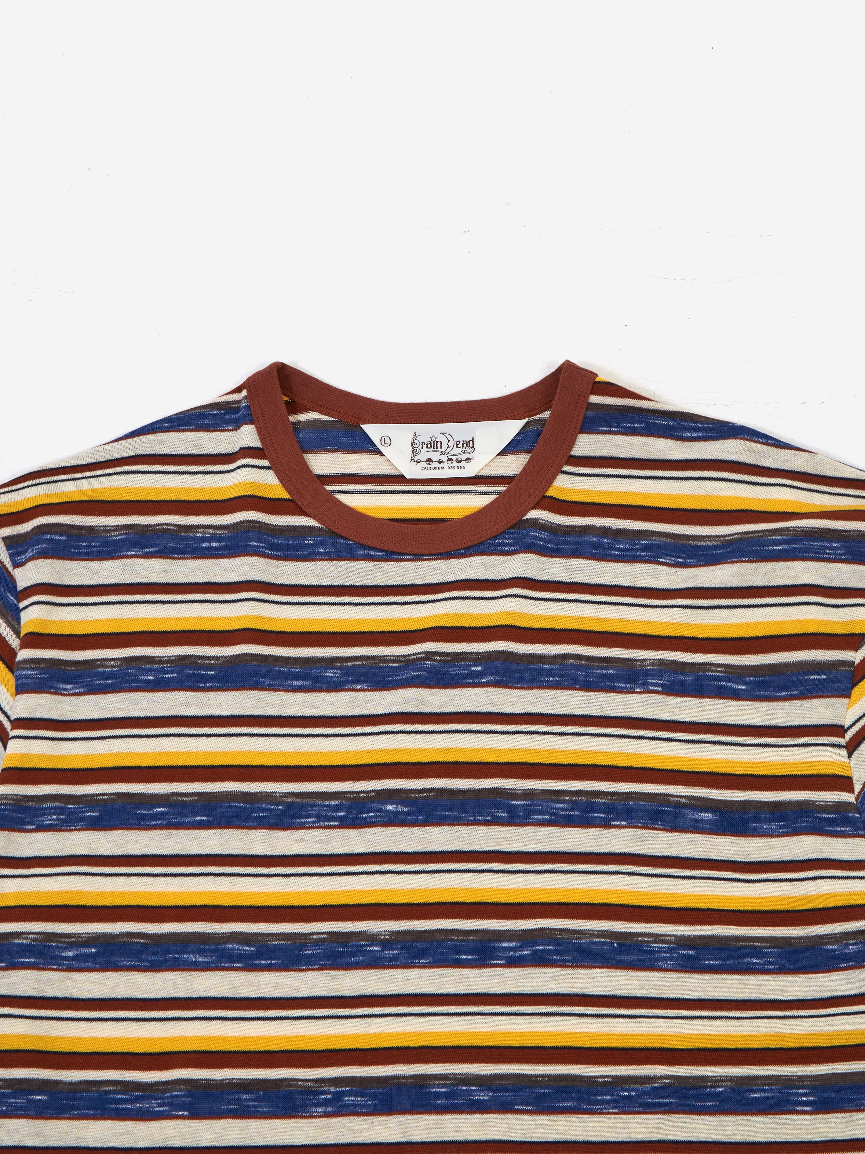 Brain Dead Toni Stripe T-Shirt - Yellow Multi - Image 2