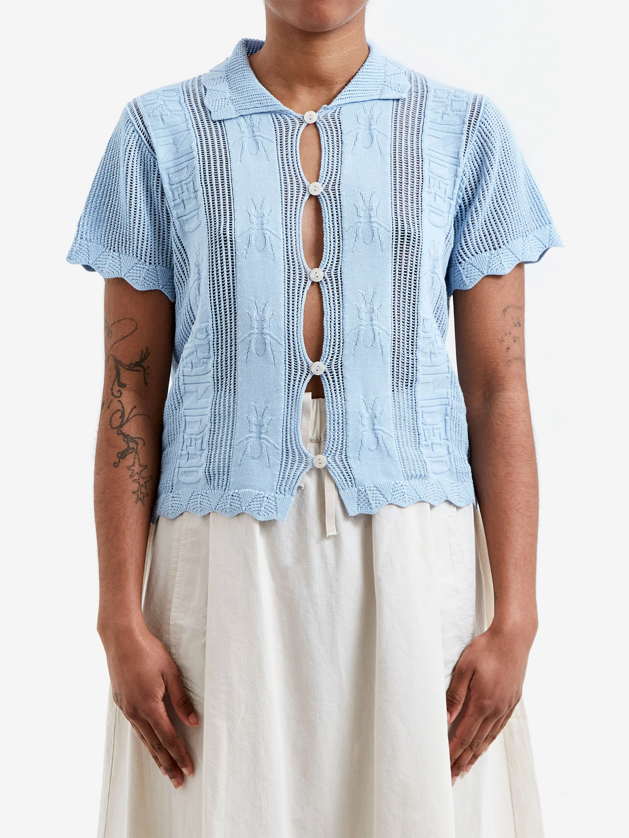 Brain Dead Translucent Doily Top W - Light Blue