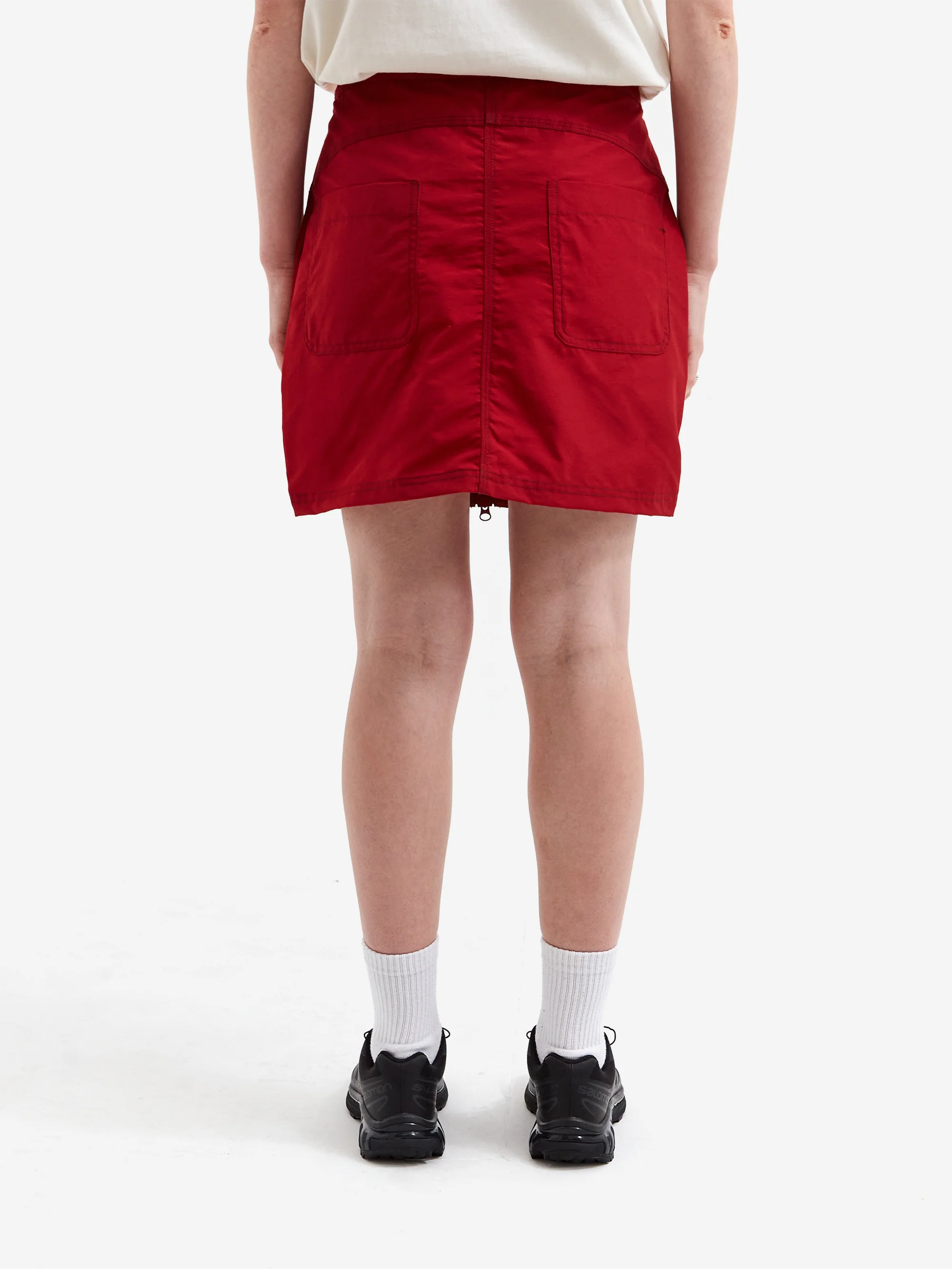 Brain Dead Triple Needle Bungee Zip Mini Skirt - Chili - Image 3
