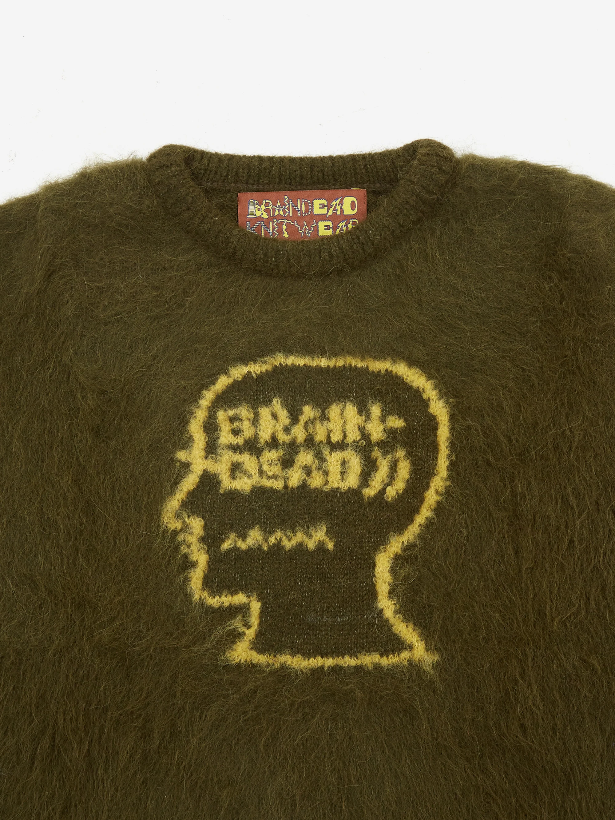 Brain Dead Uni Logo Head Knit Sweater - Olive - Image 2
