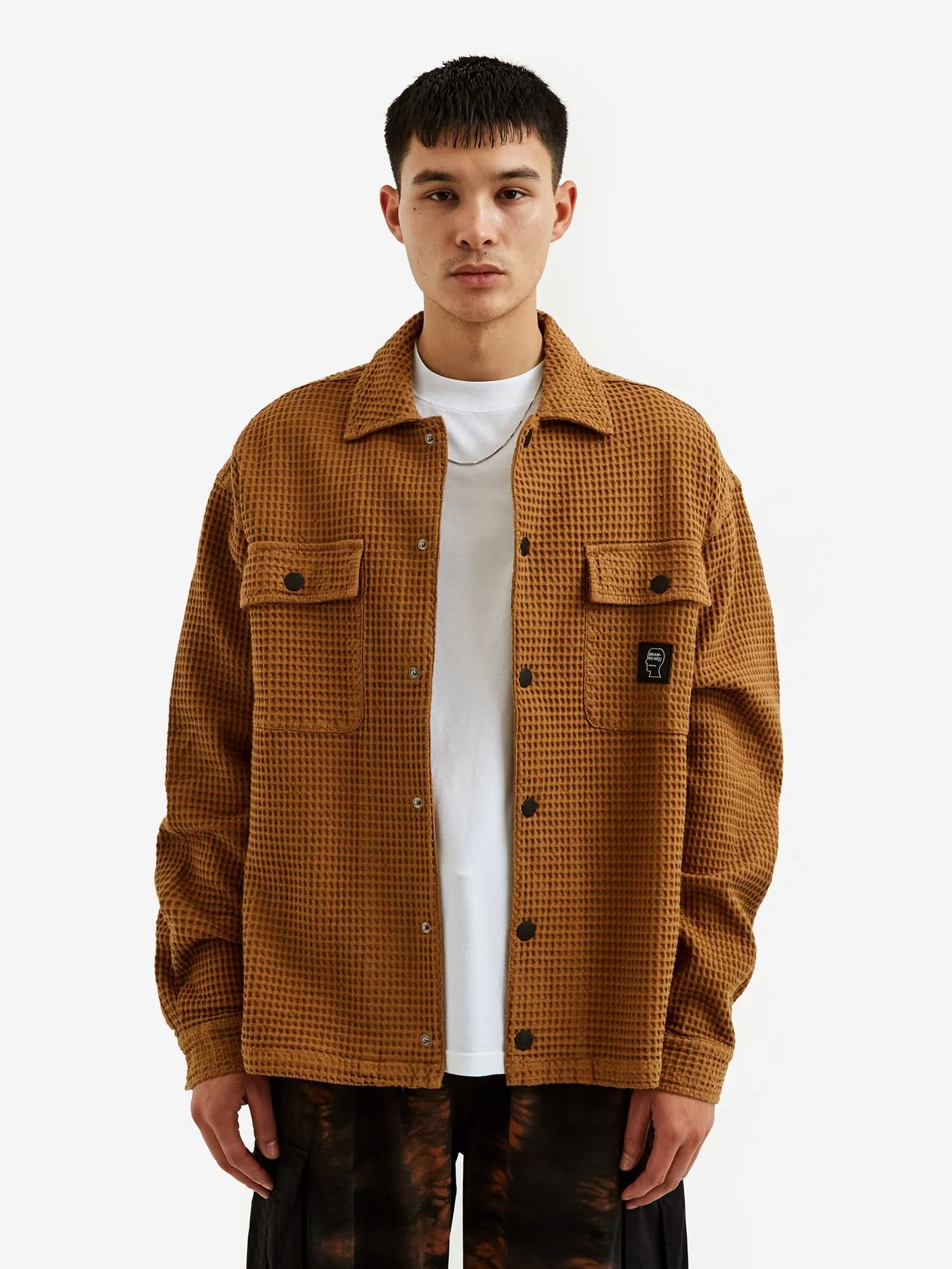 Brain Dead Waffle Snap Front Shirt - Light Brown - Image 2