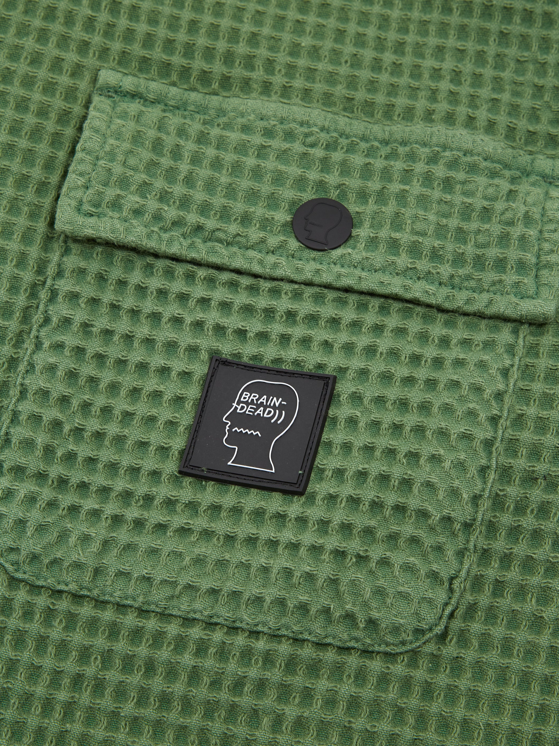 Brain Dead Waffle Snap Front Shirt - Moss - Image 4