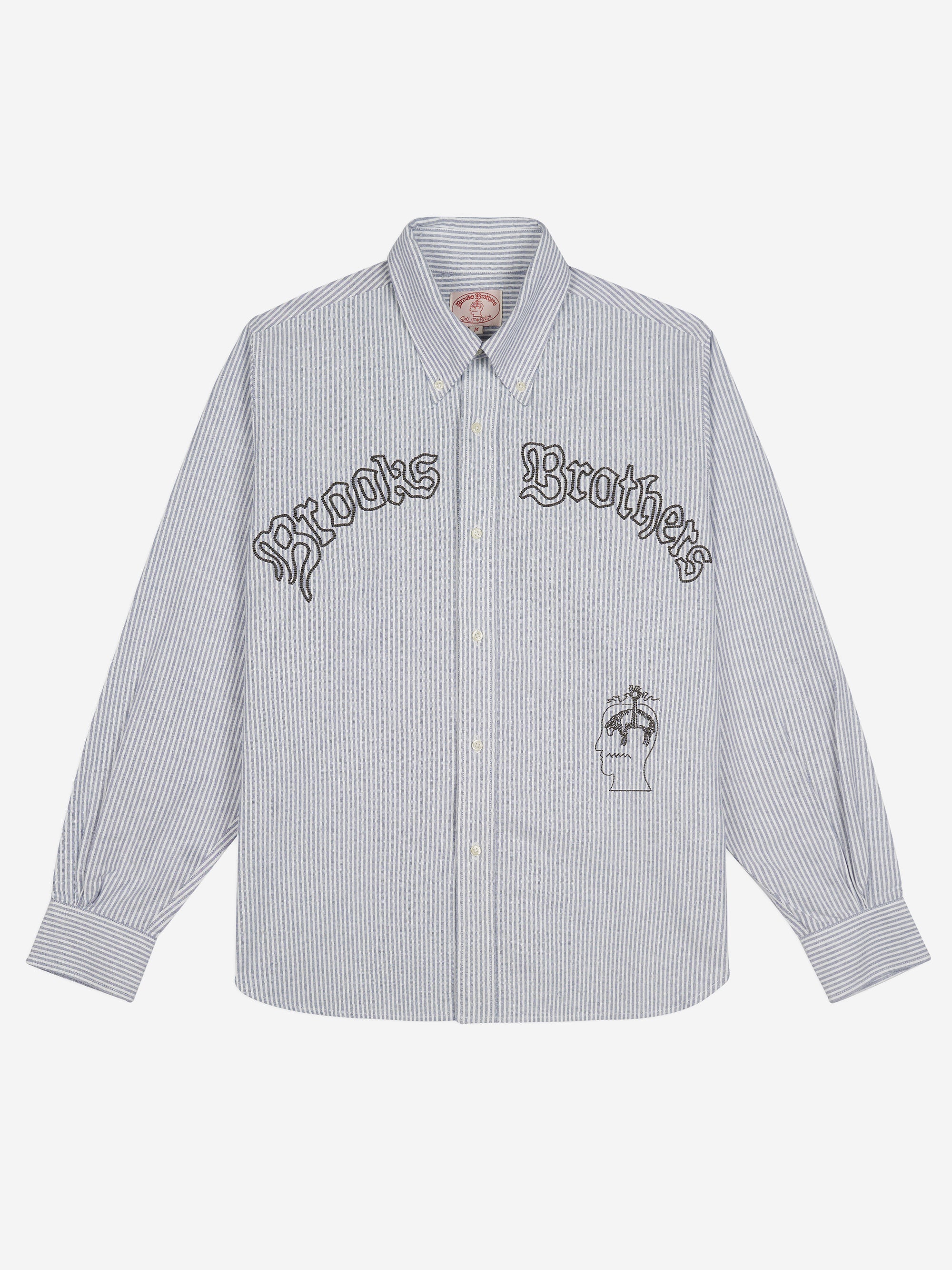 Brain Dead x Brooks Brothers Embroidered Striped Oxford Button - Blue
