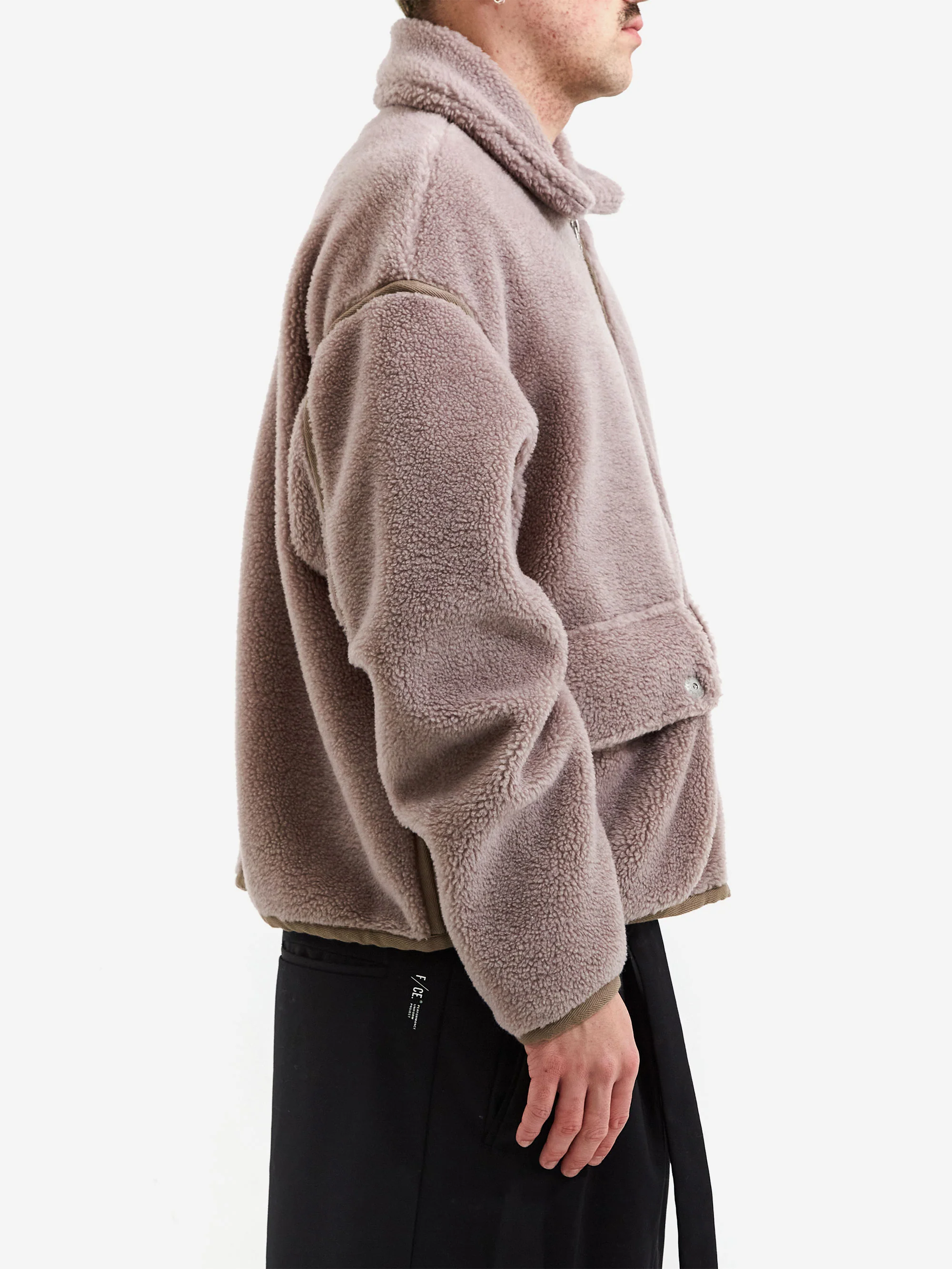 C.E Cav Empt Collared Boa Zip Up - Khaki - Image 6