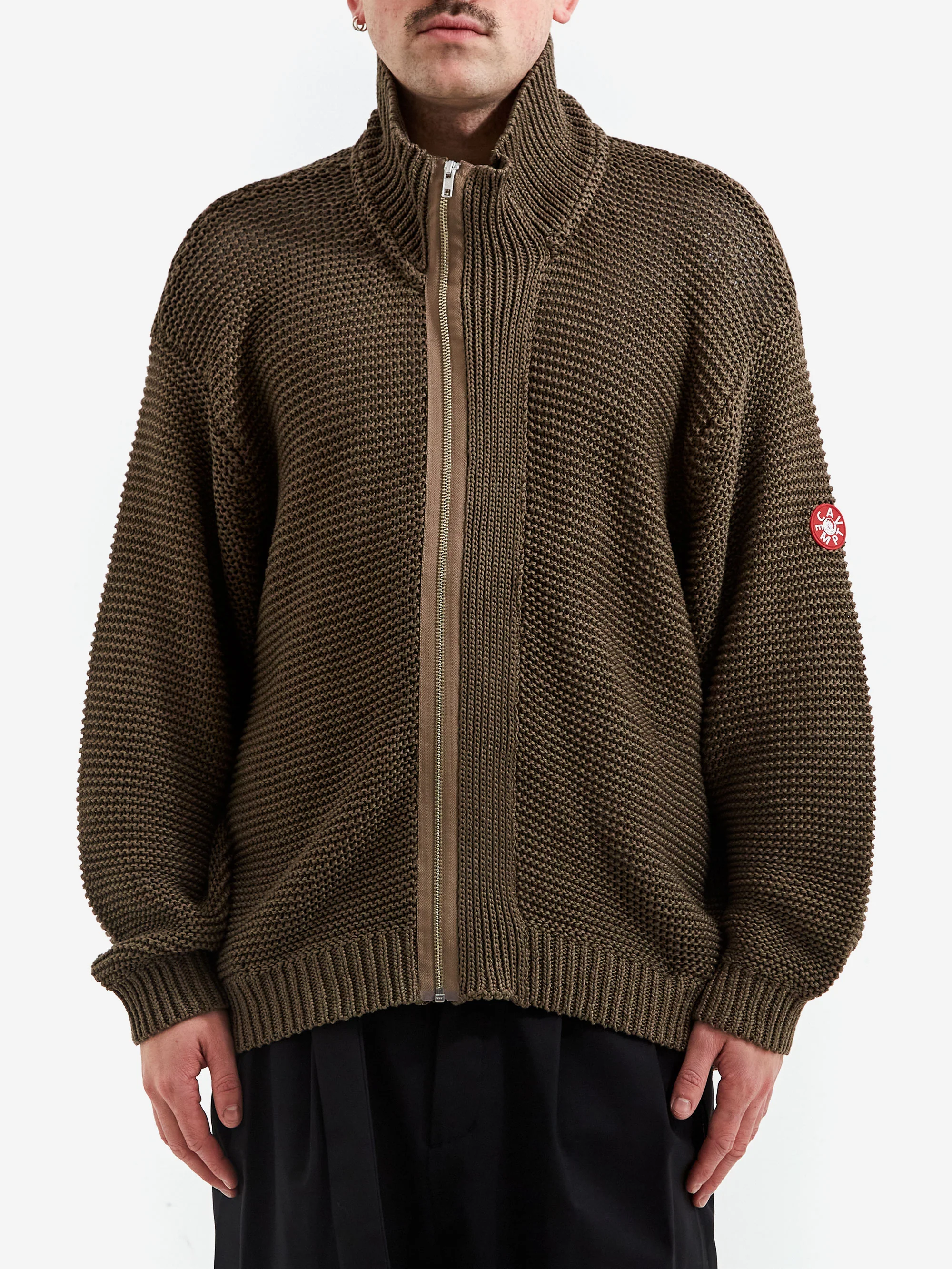 C.E Cav Empt Cotton Zip Up Knit - Khaki - Image 3