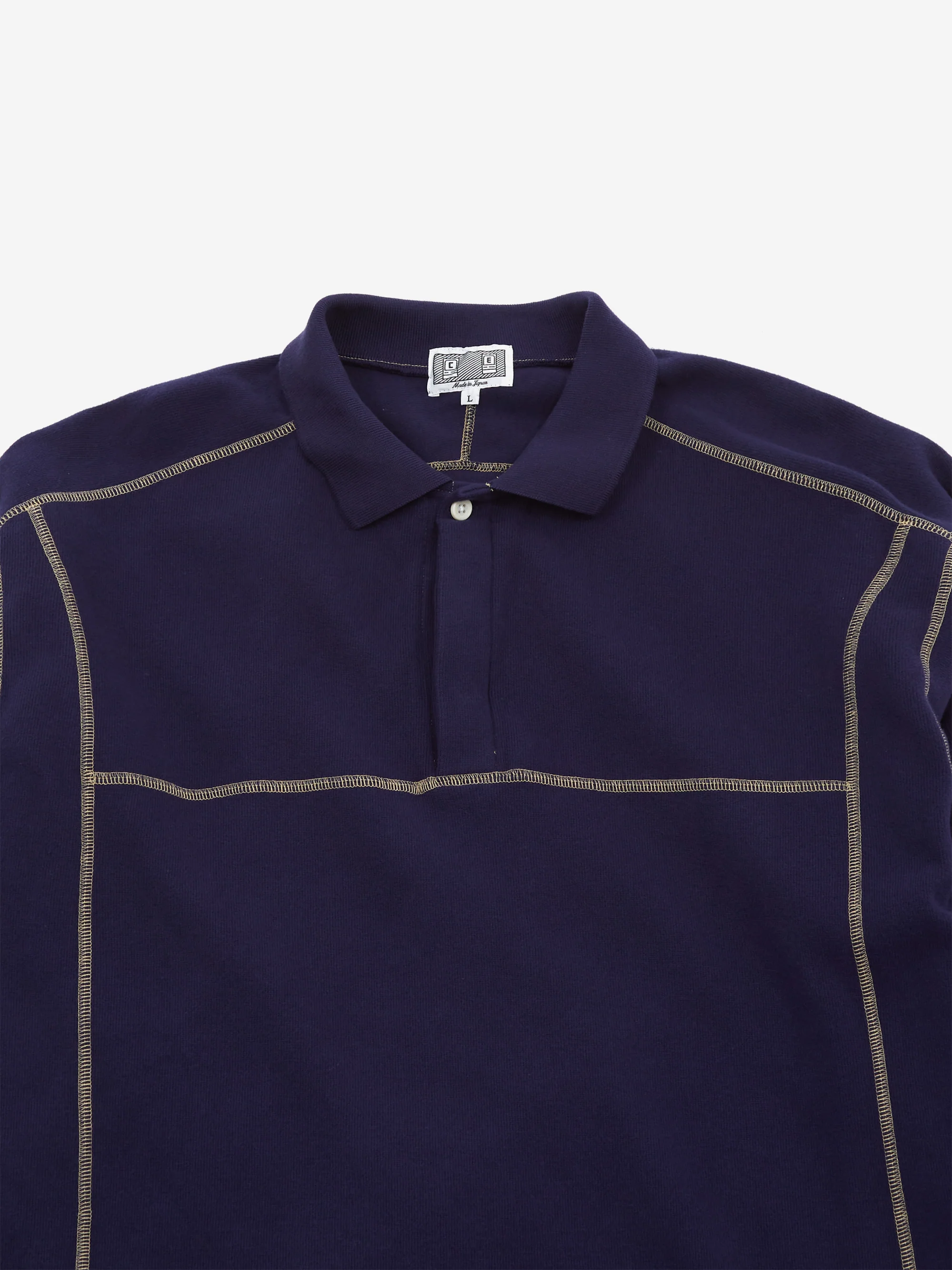 C.E Cav Empt Double Knit Longsleeve Polo - Navy - Image 3