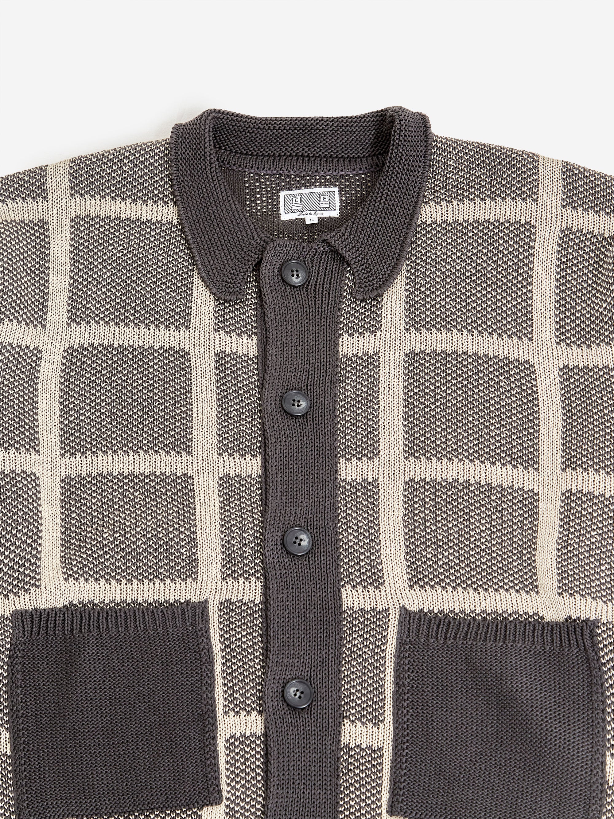 C.E Cav Empt Grid Loose Knit Cardigan - Charcoal - Image 4