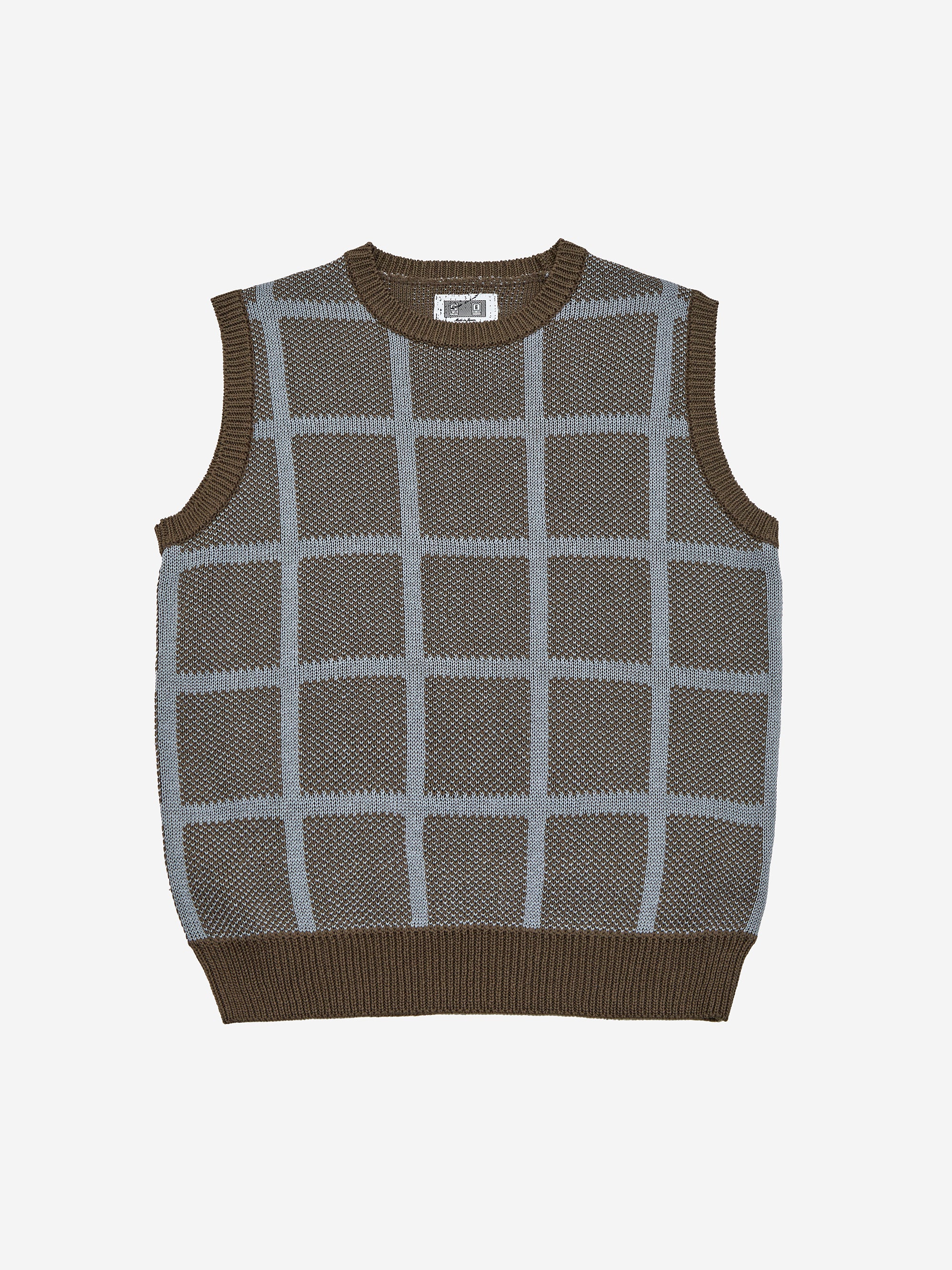 C.E Cav Empt Grid Loose Knit Vest - Khaki