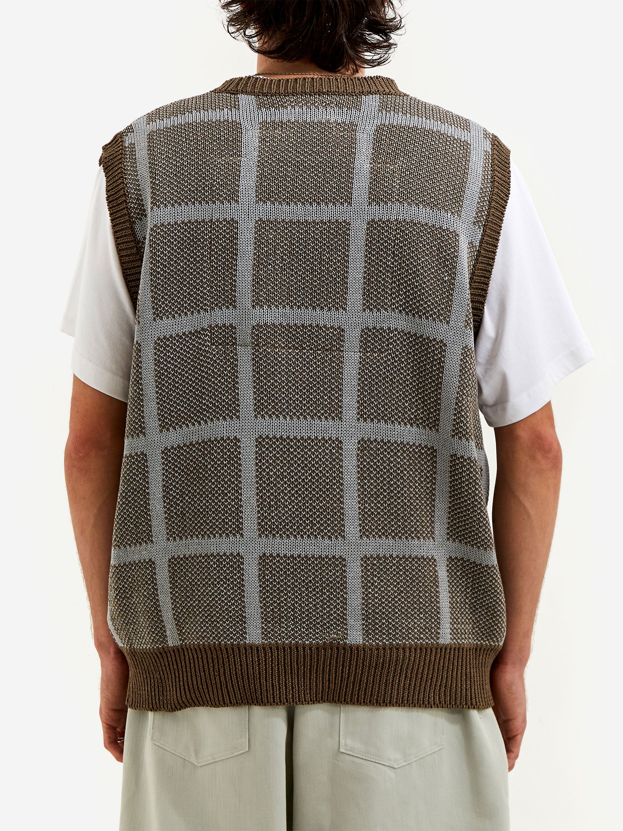 C.E Cav Empt Grid Loose Knit Vest - Khaki - Image 6