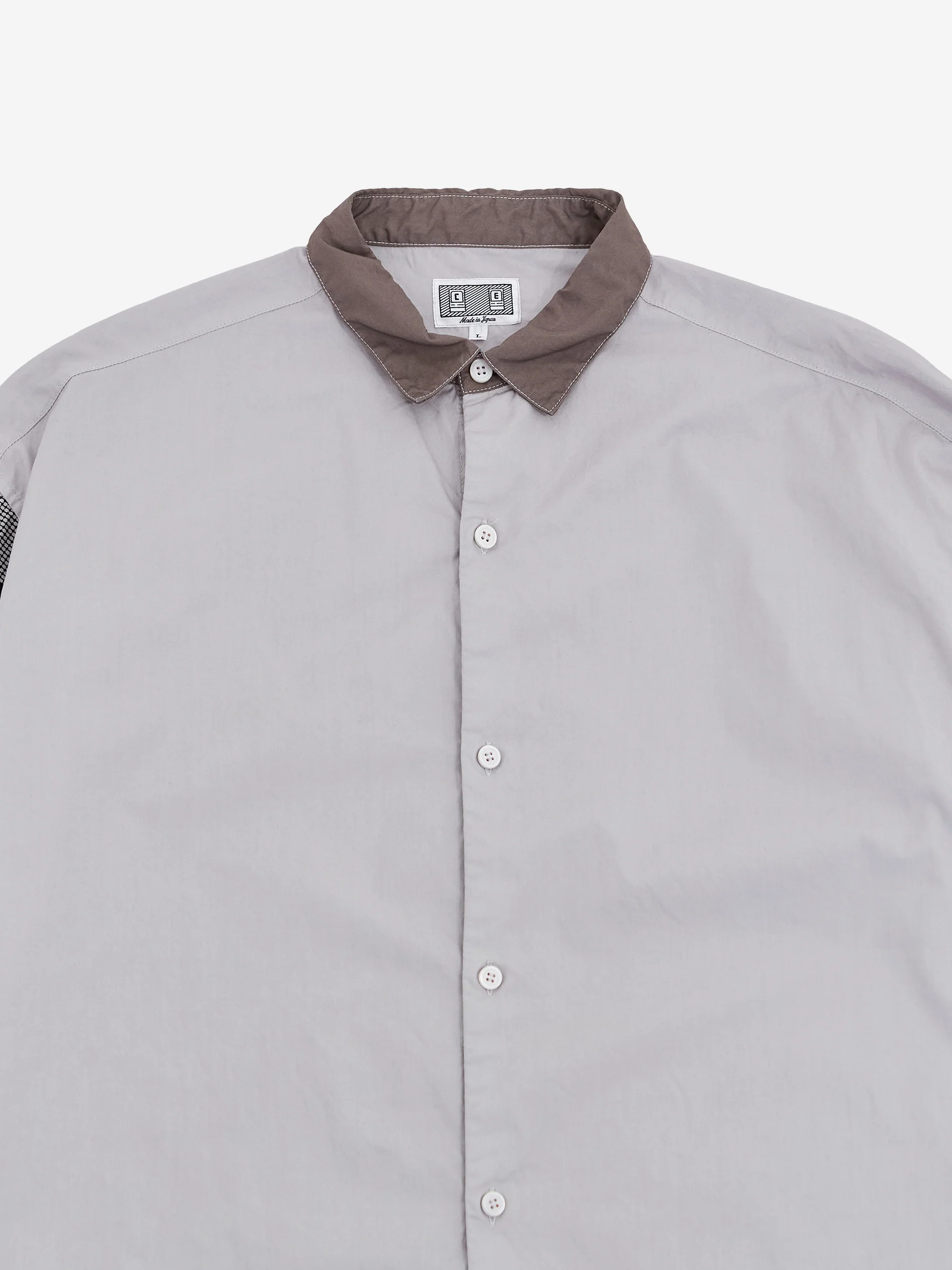 C.E Cav Empt Overdye Grid Sleeve Big Shirt - Grey - Image 3