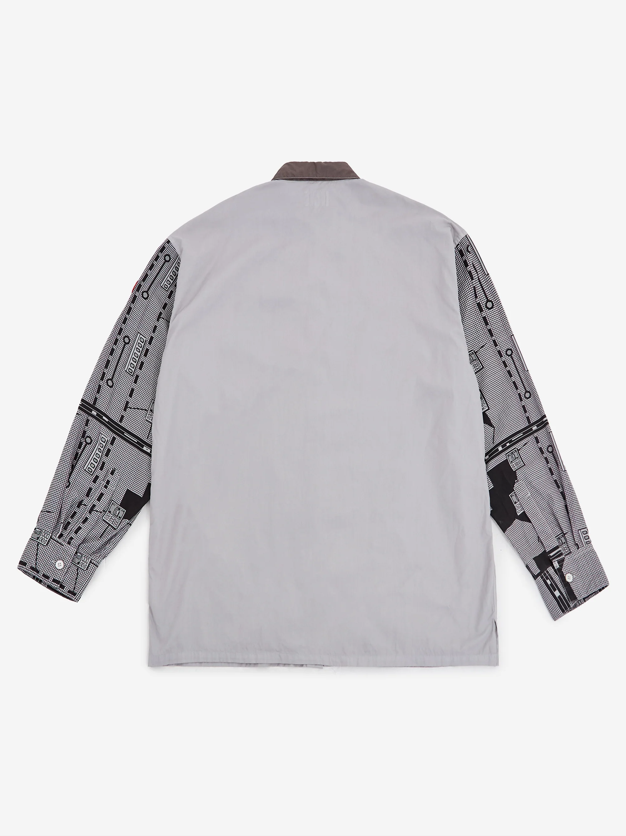 C.E Cav Empt Overdye Grid Sleeve Big Shirt - Grey - Image 4