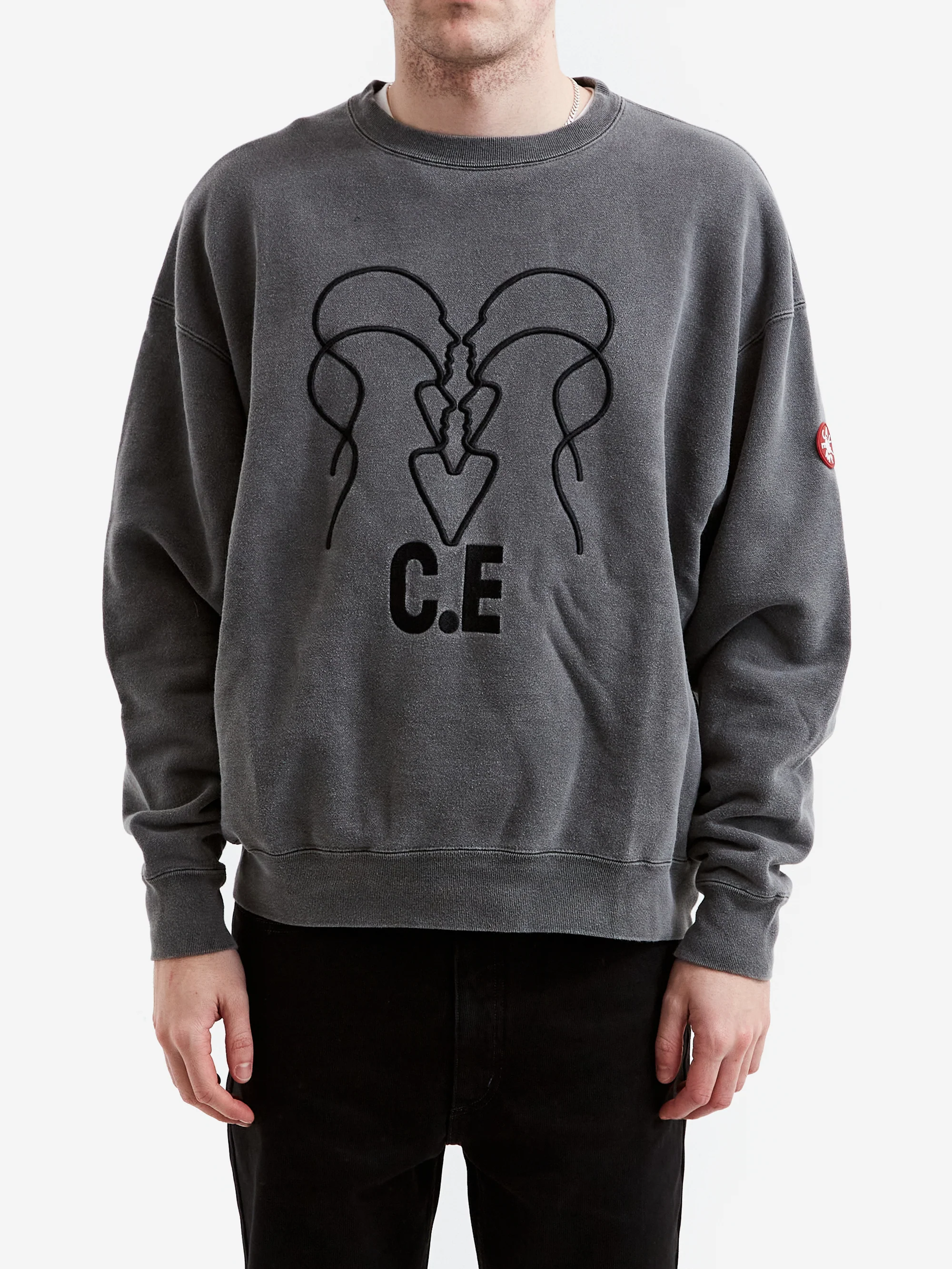 C.E Cav Empt Overdye WB Headsx4 C.E Crew Neck - Charcoal - Image 2