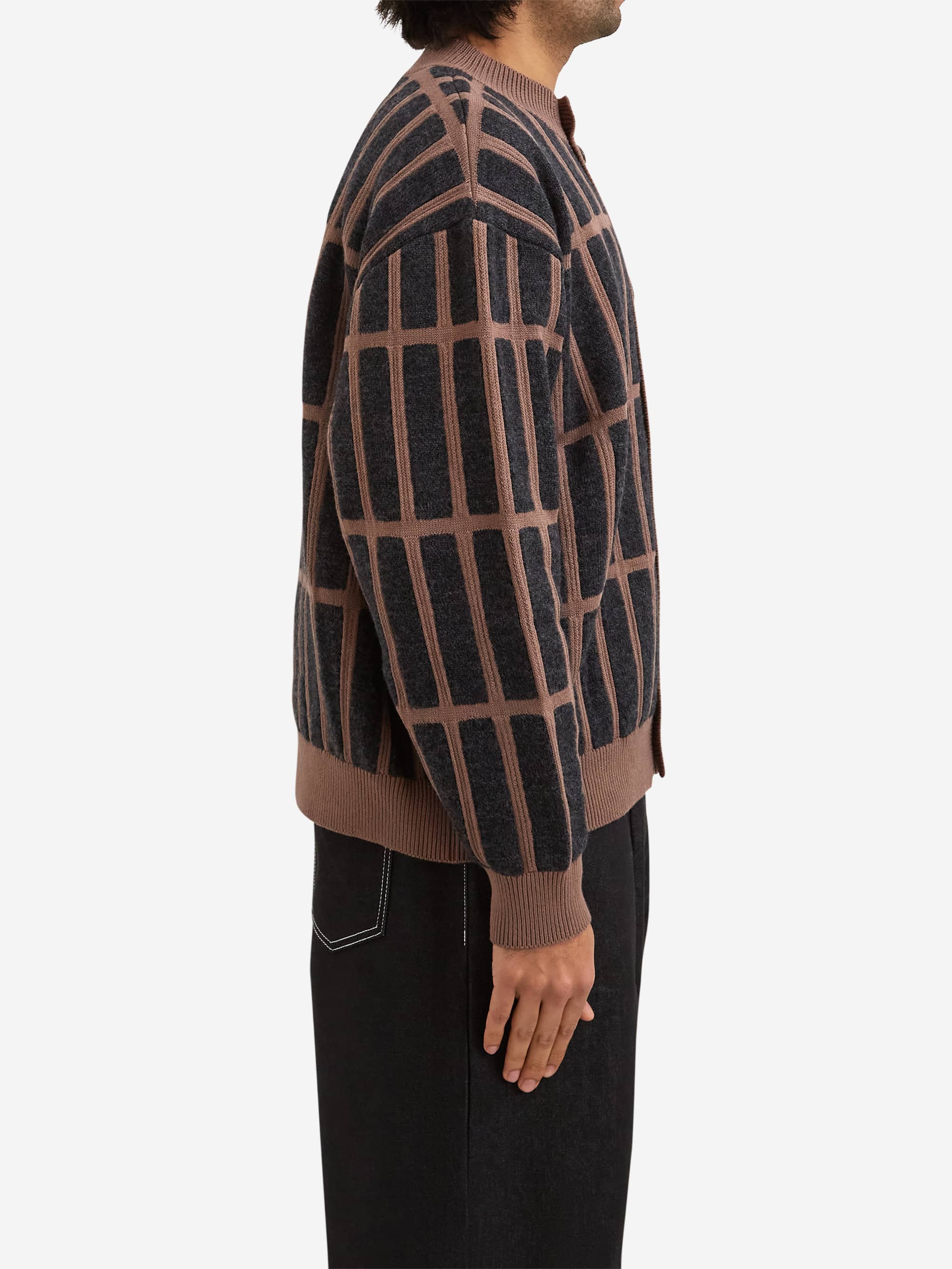 C.E Cav Empt Rectangular Bar Cardigan - Brown - Image 3