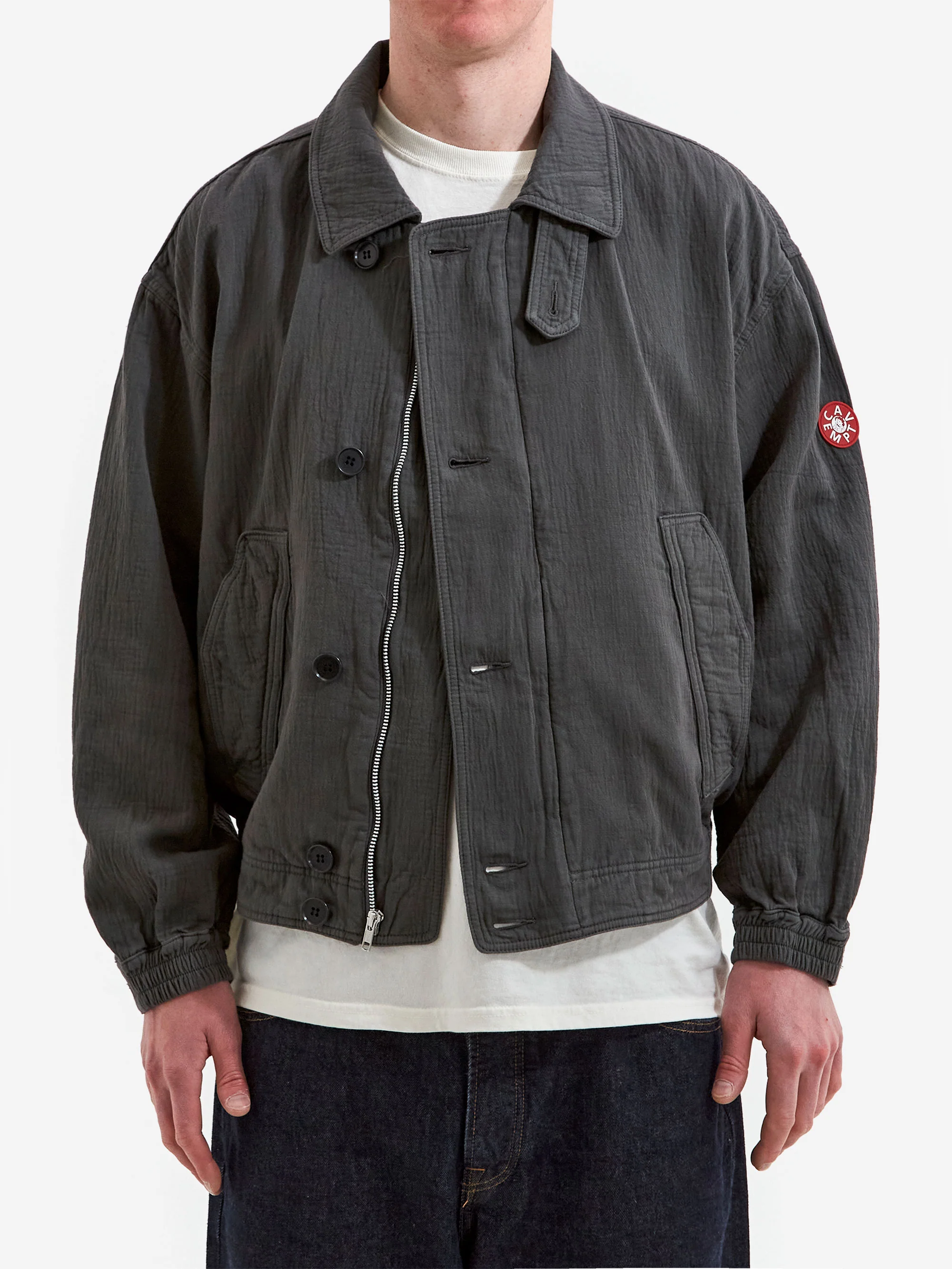 C.E. Cav Empt Soft Cotton Zip Jacket - Charcoal - Image 2