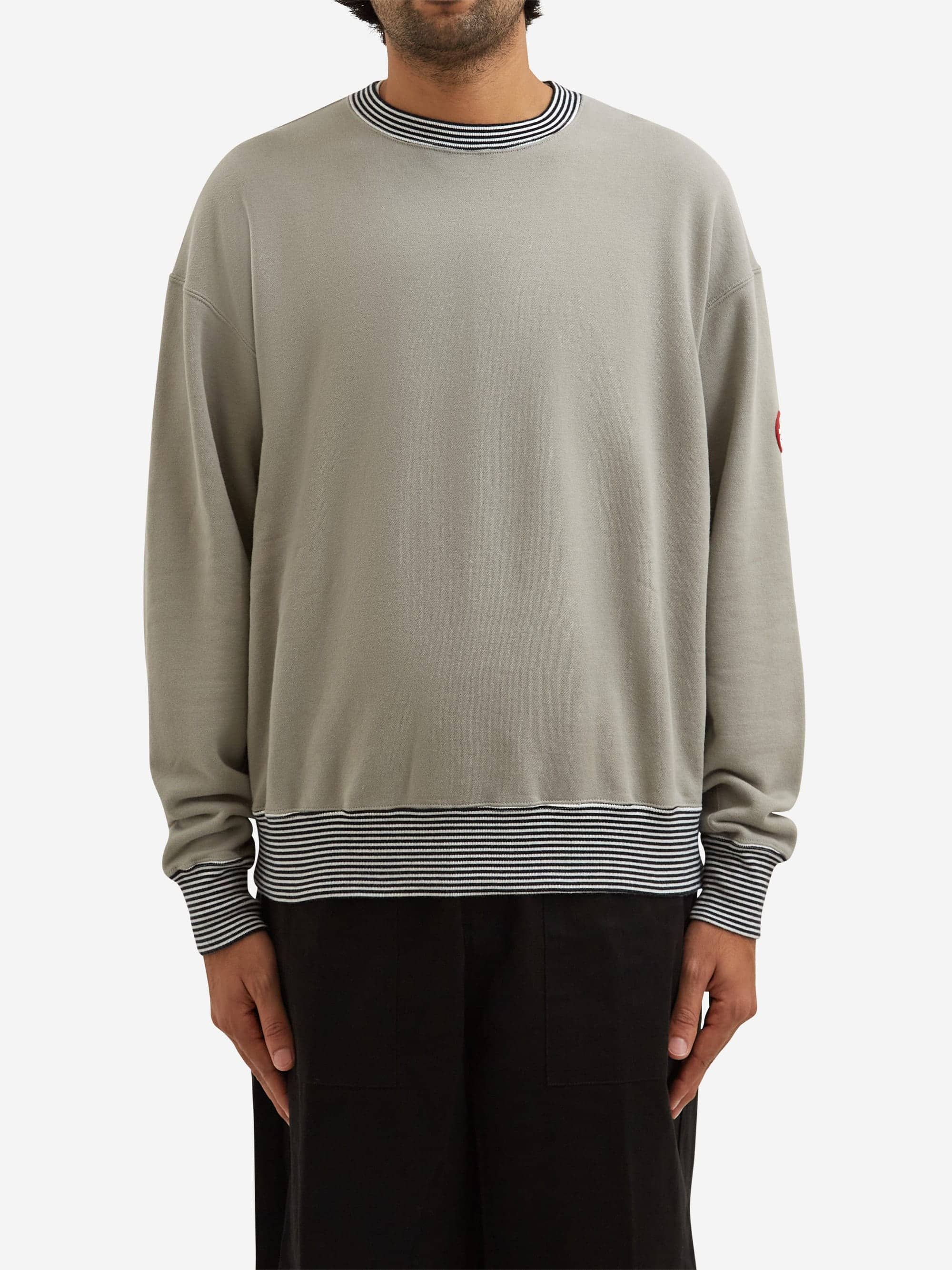 C.E Cav Empt Stripe Rib Solid Crew Neck - Khaki - Image 2