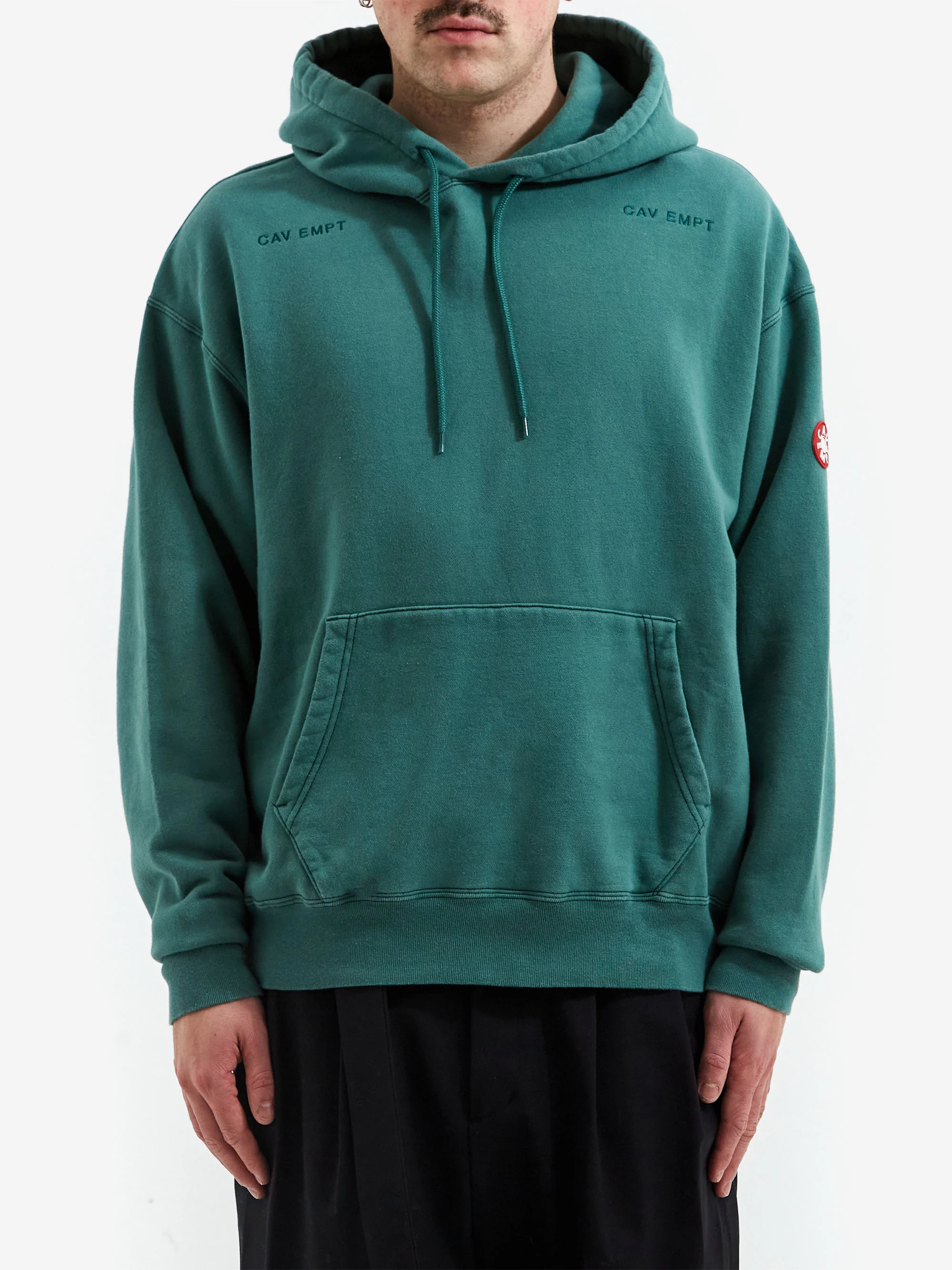C.E Cav Empt Washed District Patch Heavy Hoodie - Green - Image 2