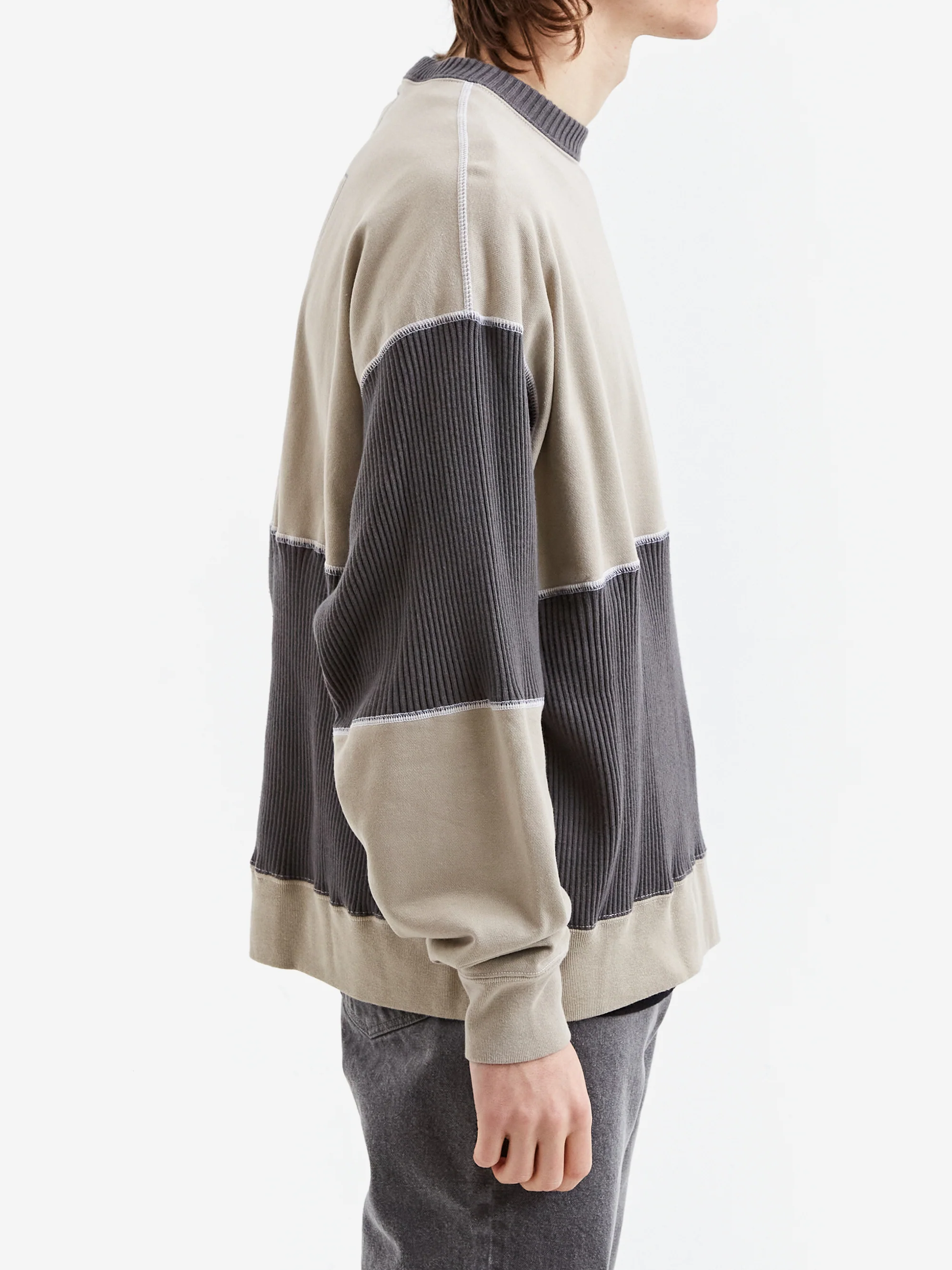 C.E Cav Empt Wide Rib Cut Crew Neck #2 - Grey - Image 5