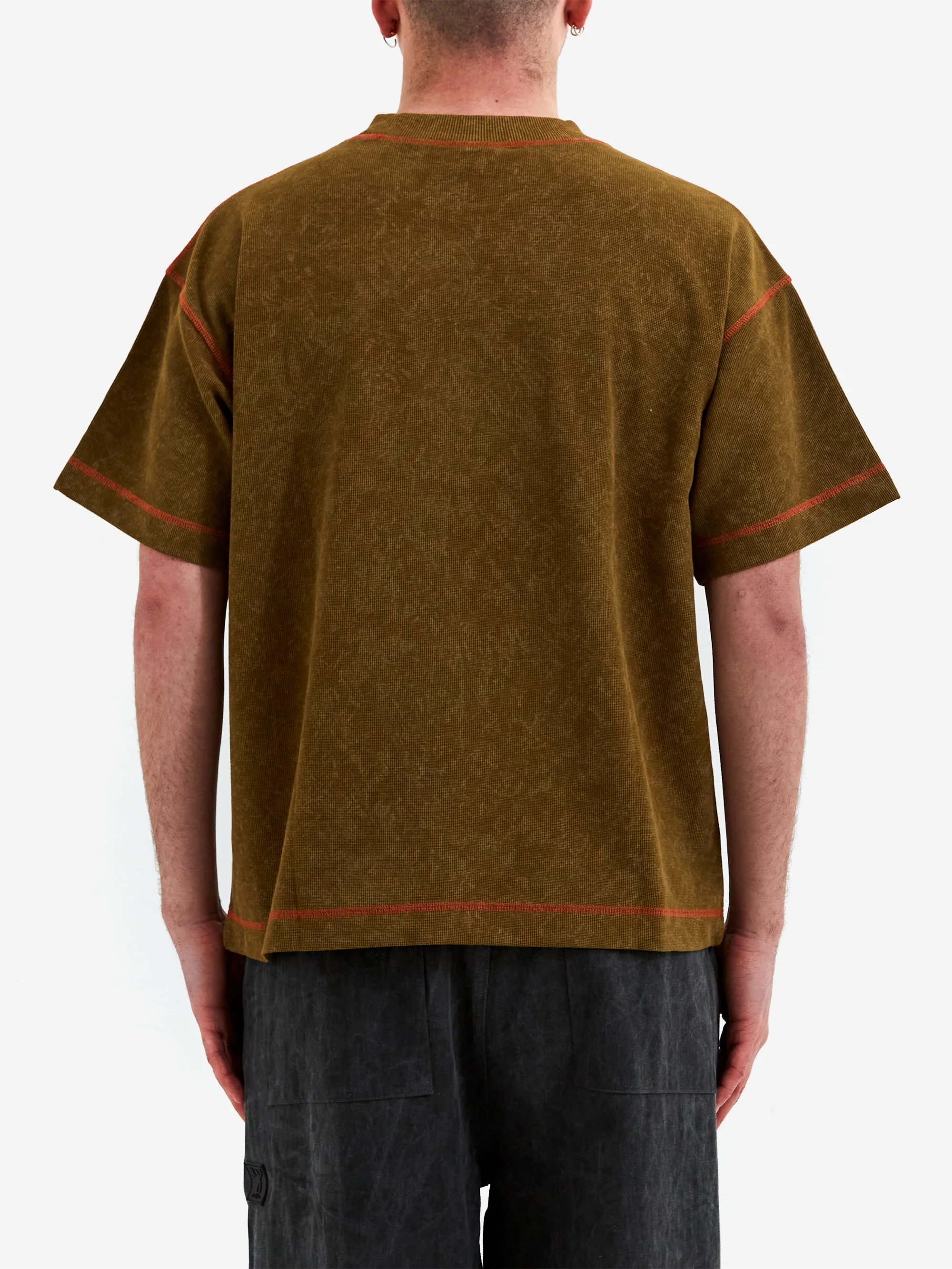 Candice Chameleon Waffle T-Shirt - Olive - Image 6