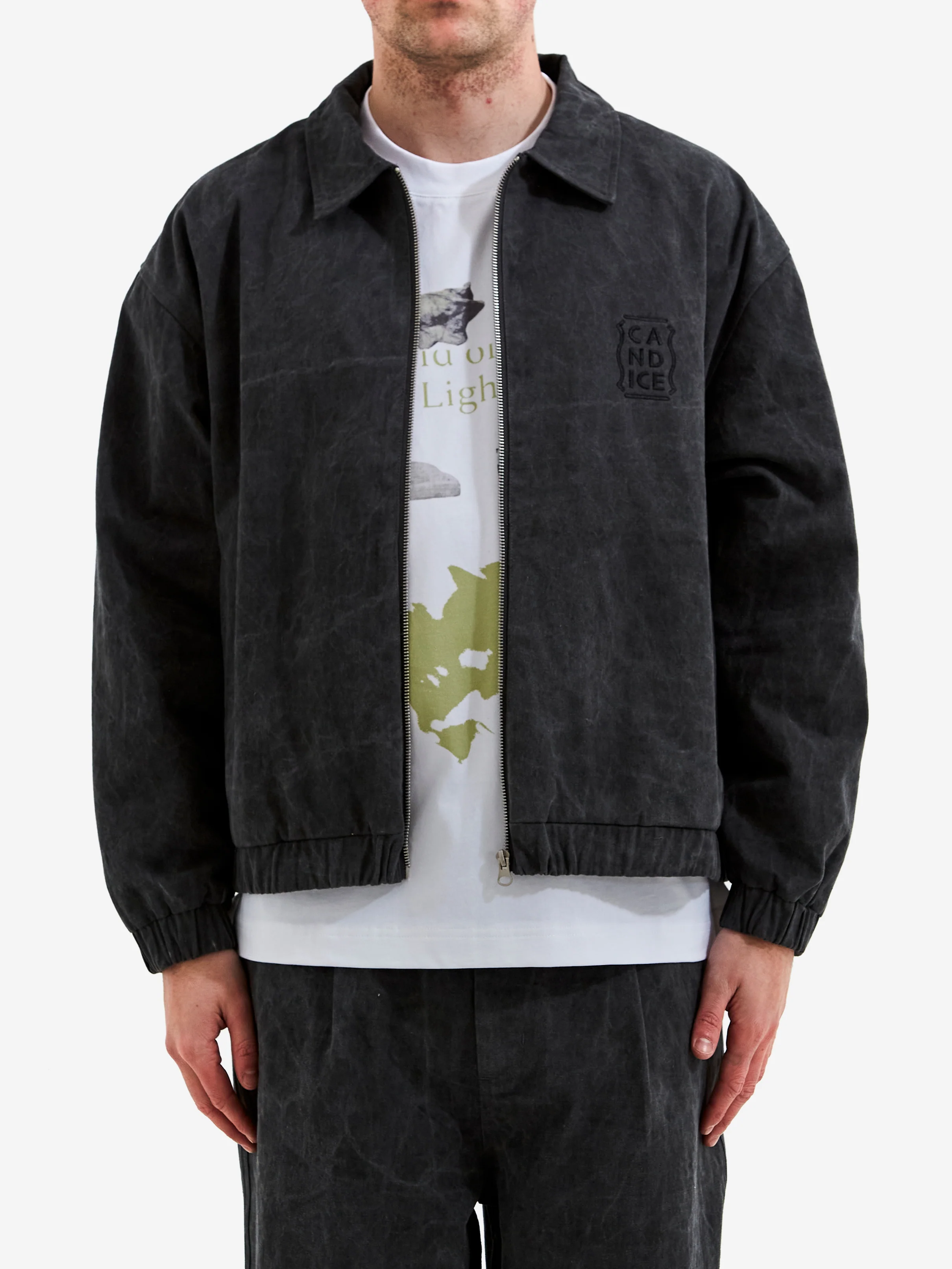 Candice Distant Washed Harrington Jacket - Black - Image 2