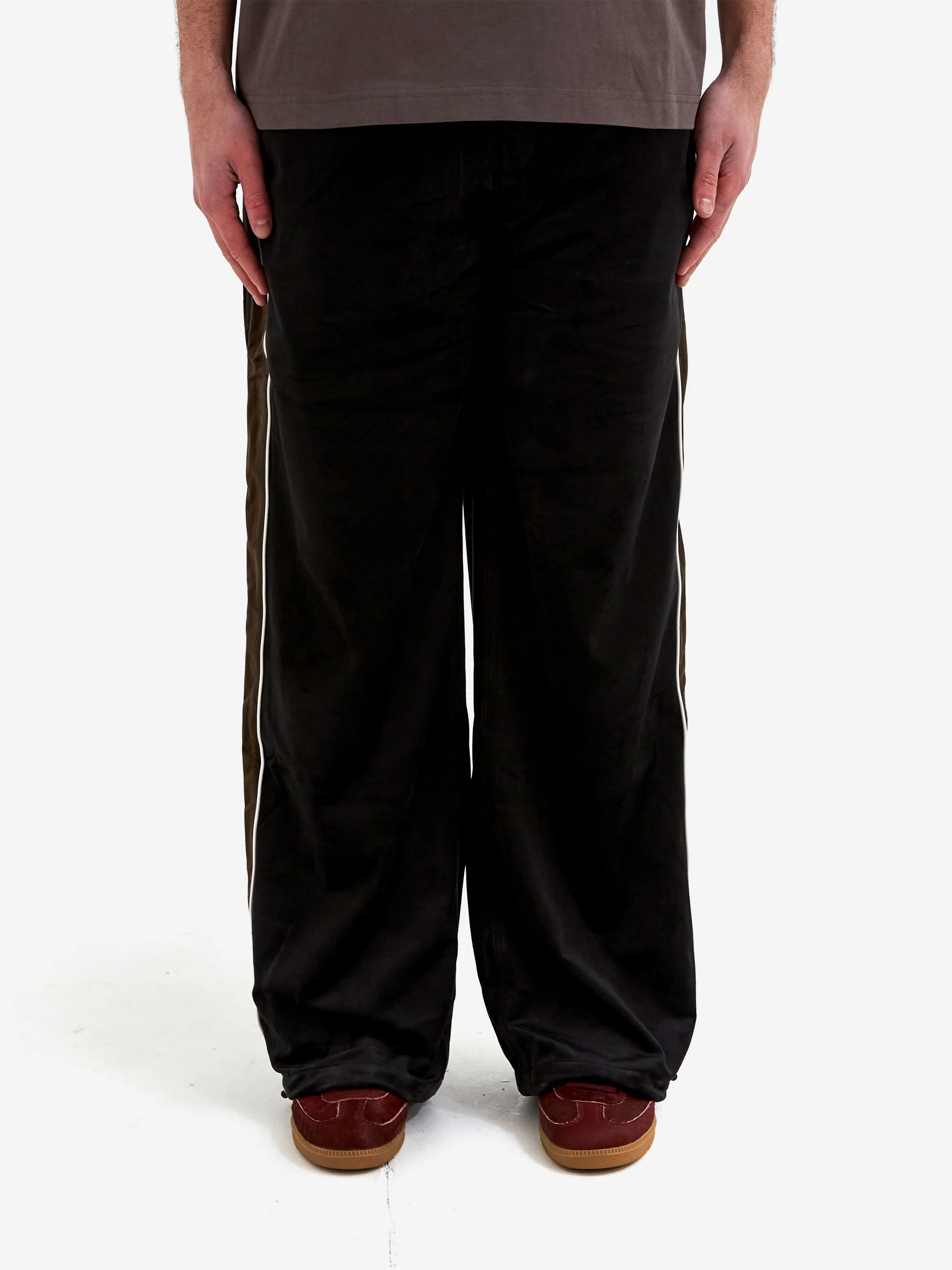 Candice Loiter Velour Track Pants - Black/Brown - Image 2