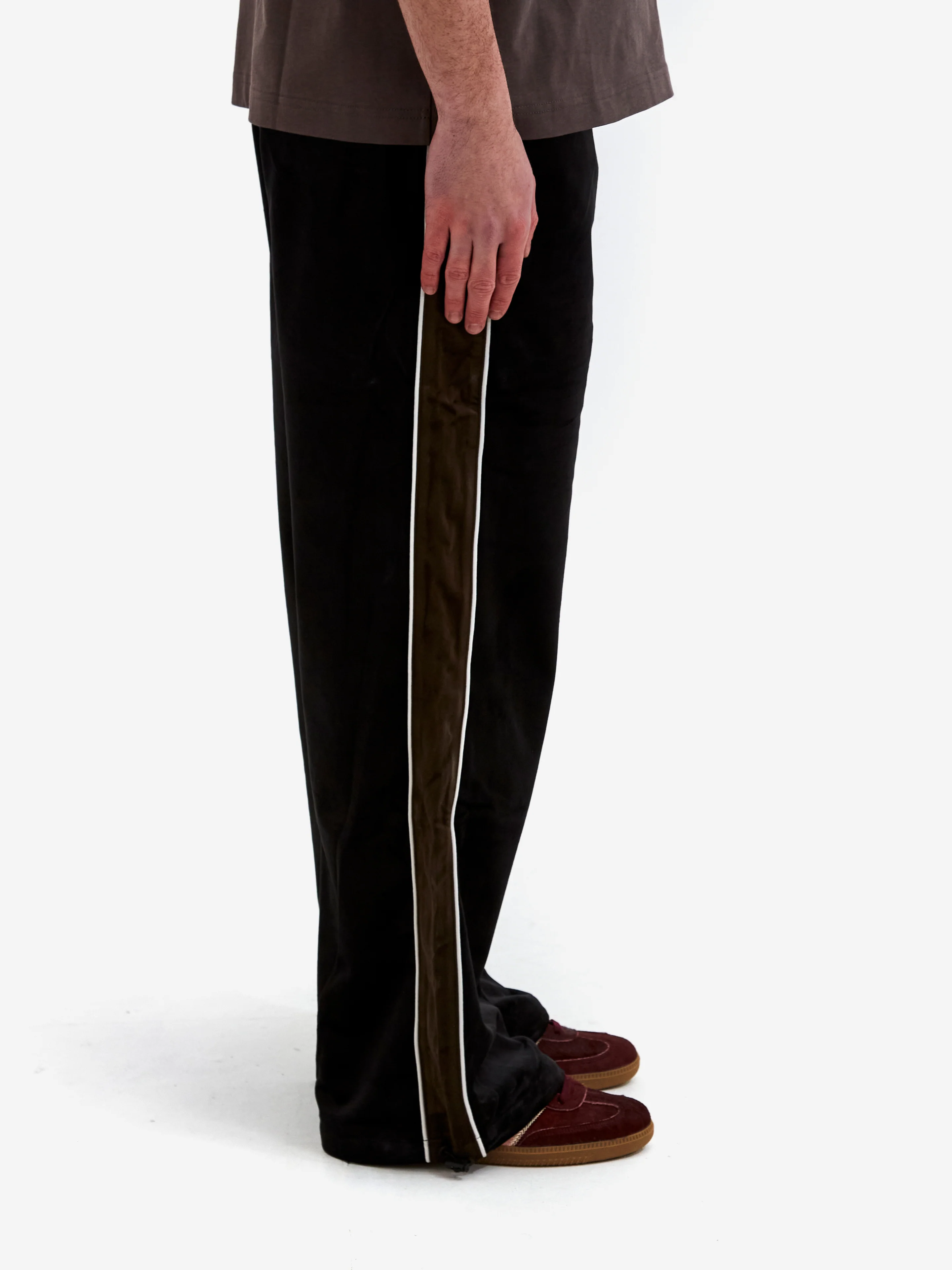 Candice Loiter Velour Track Pants - Black/Brown - Image 5