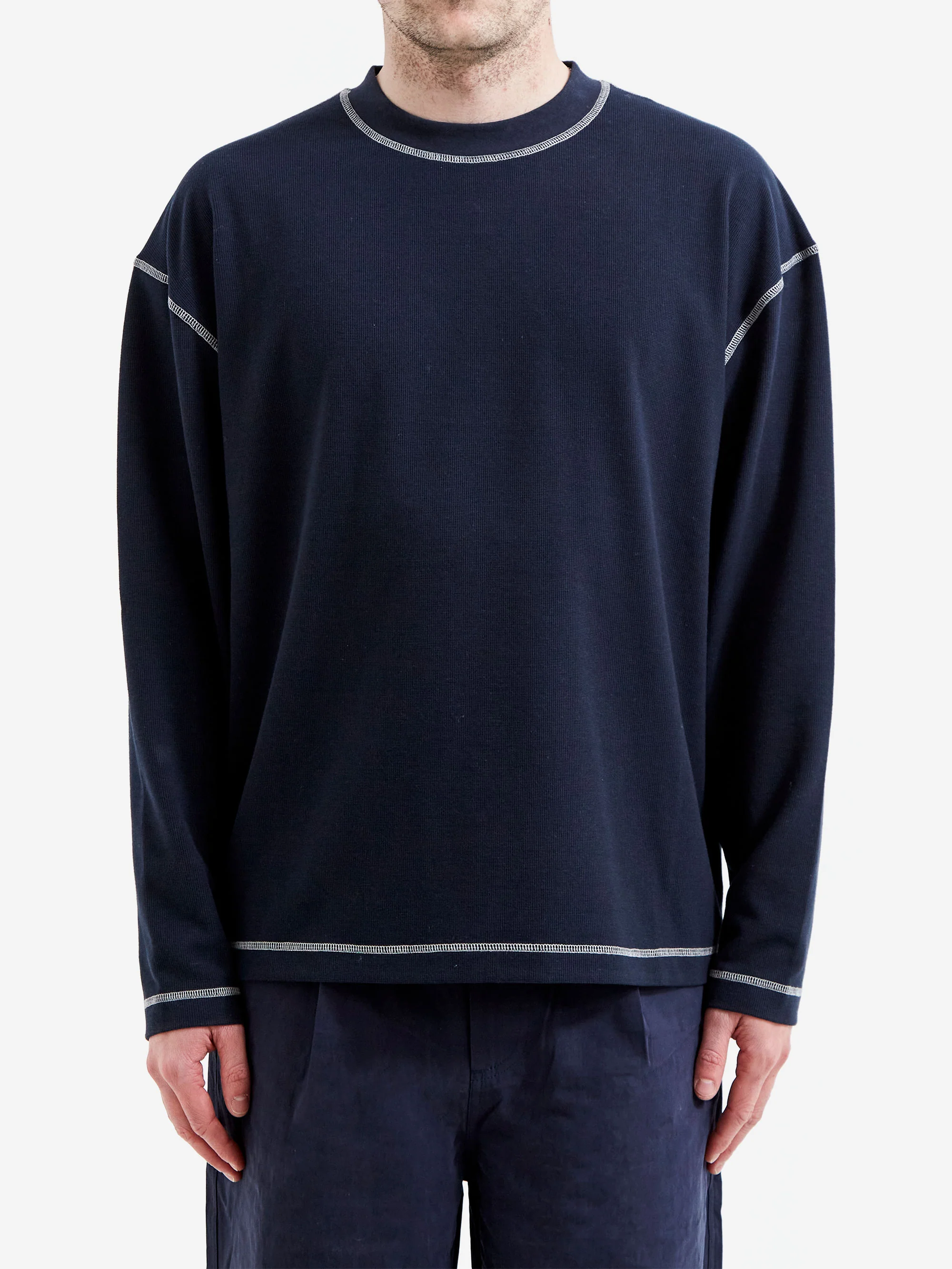 Candice Waffle Longsleeve Tee - Navy - Image 2