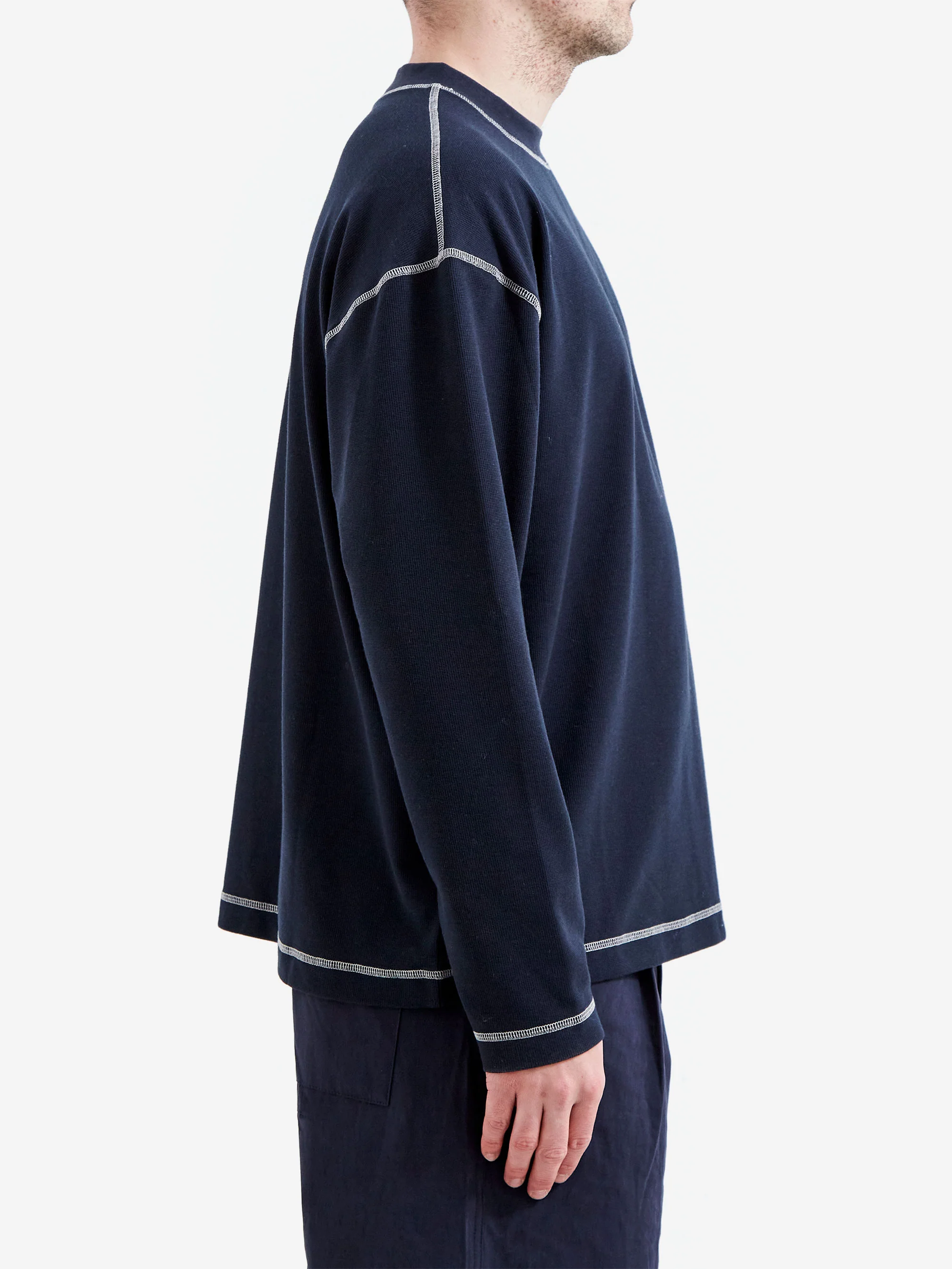 Candice Waffle Longsleeve Tee - Navy - Image 5