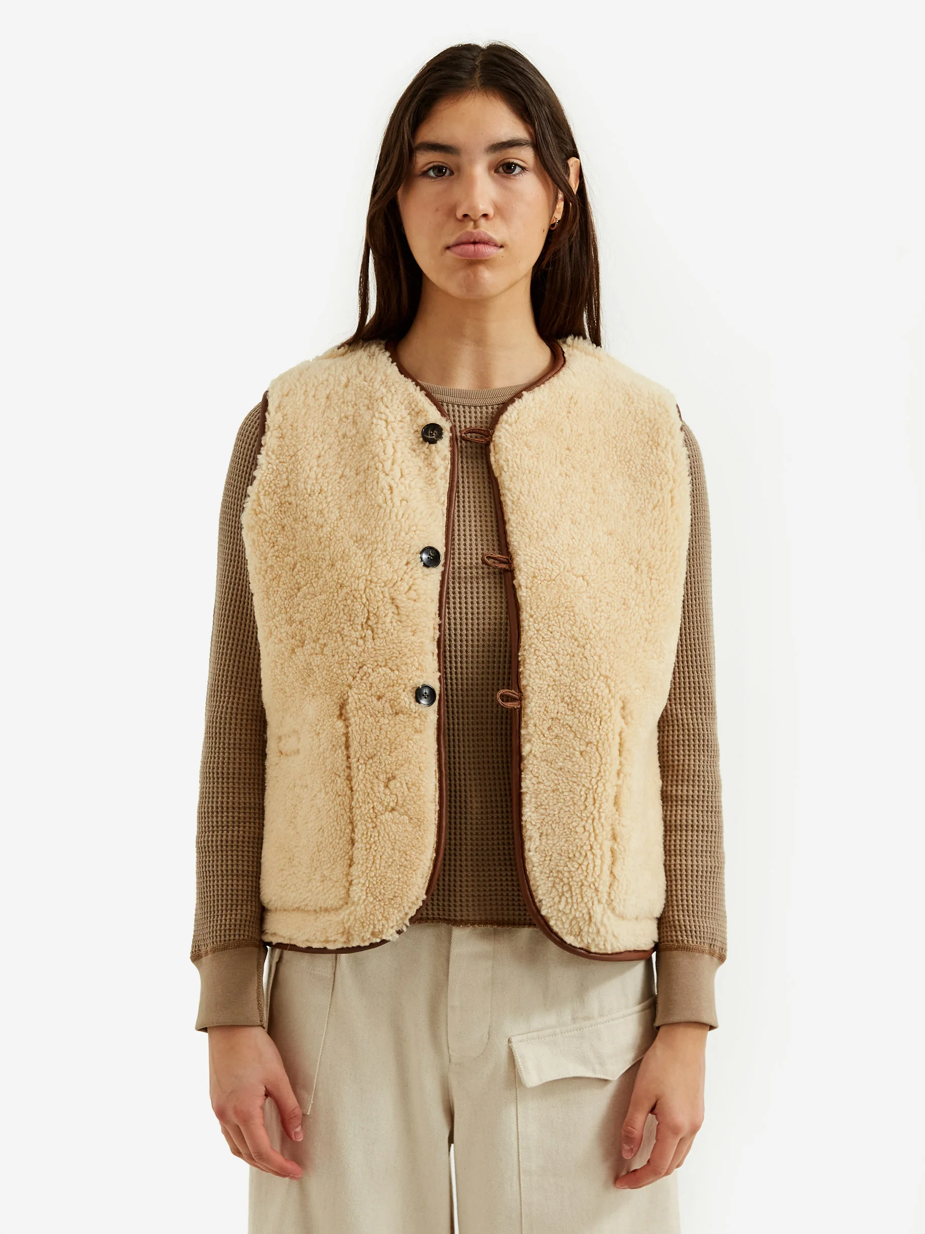 Cawley Ella Sheepskin Vest - Honey White/Tan