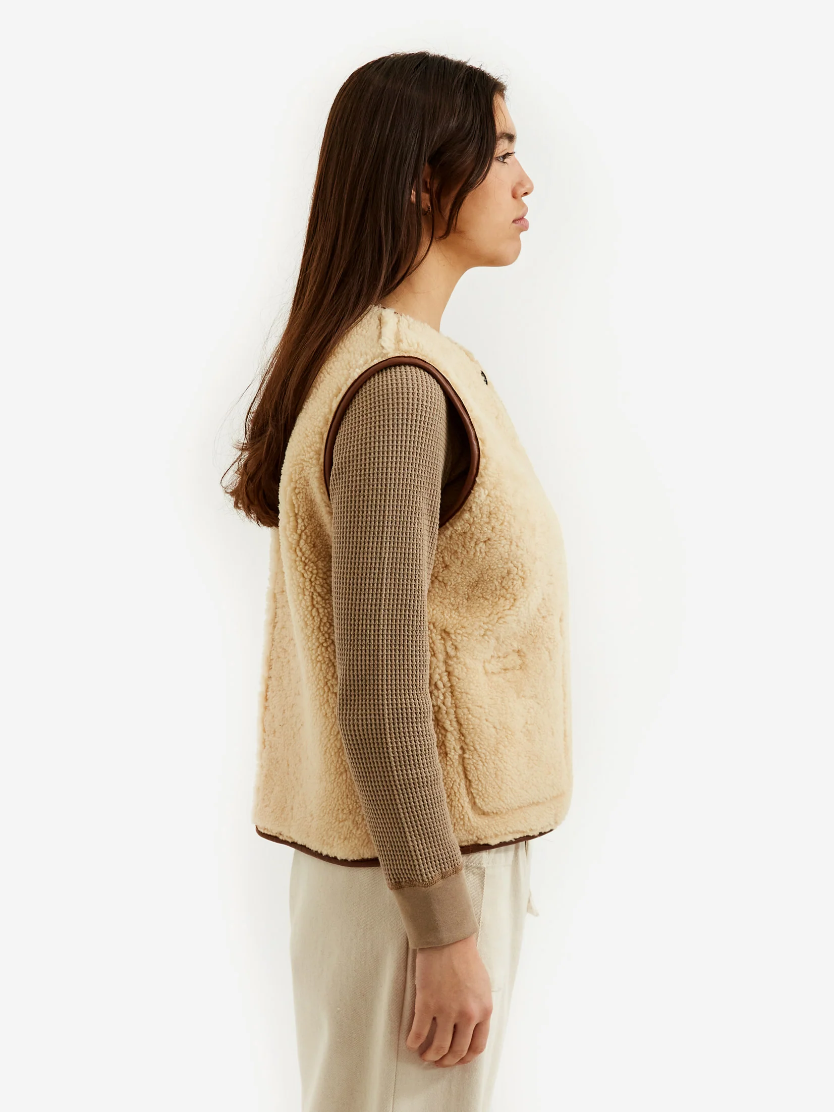 Cawley Ella Sheepskin Vest - Honey White/Tan - Image 3