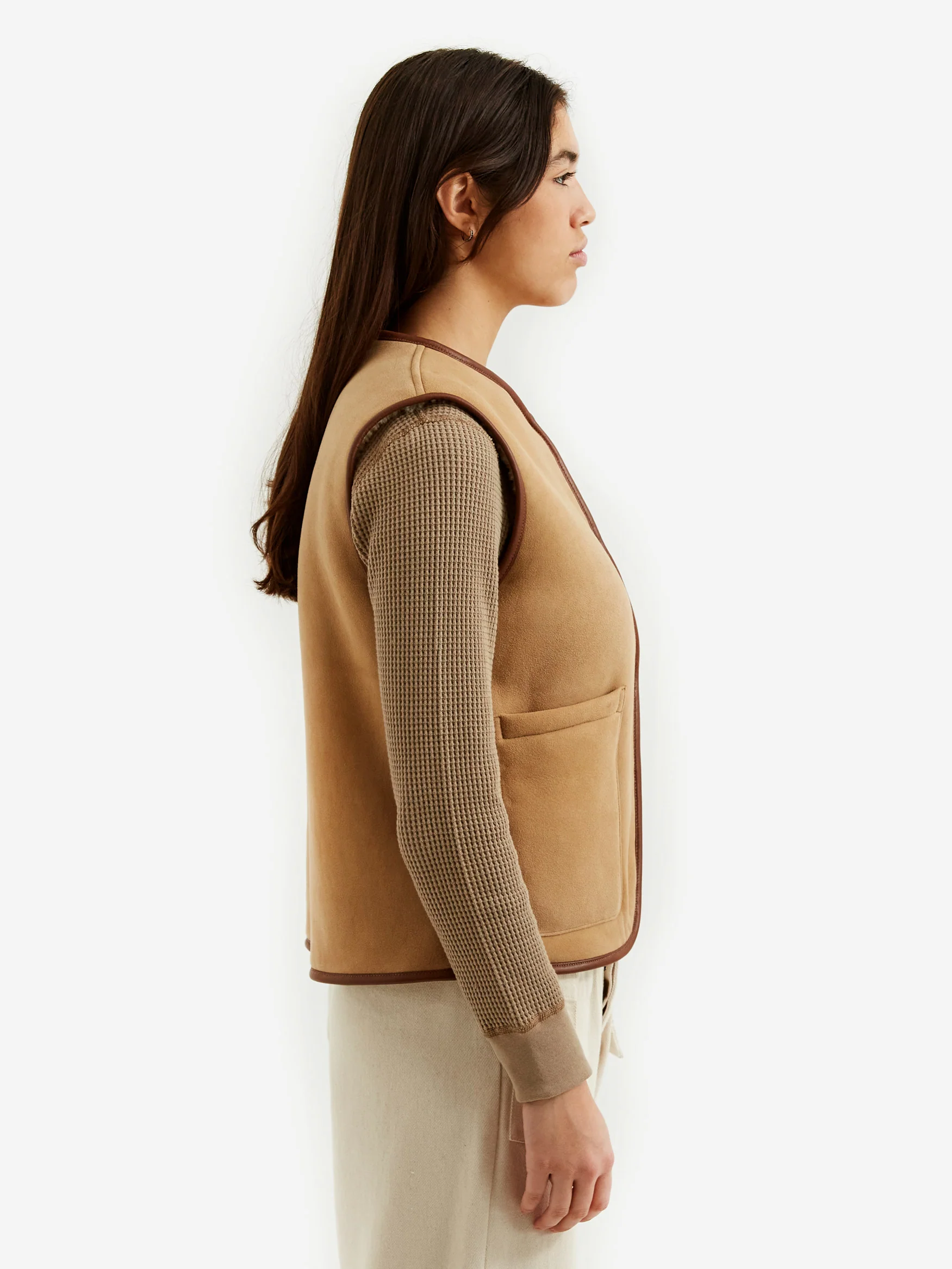 Cawley Ella Sheepskin Vest - Honey White/Tan - Image 6