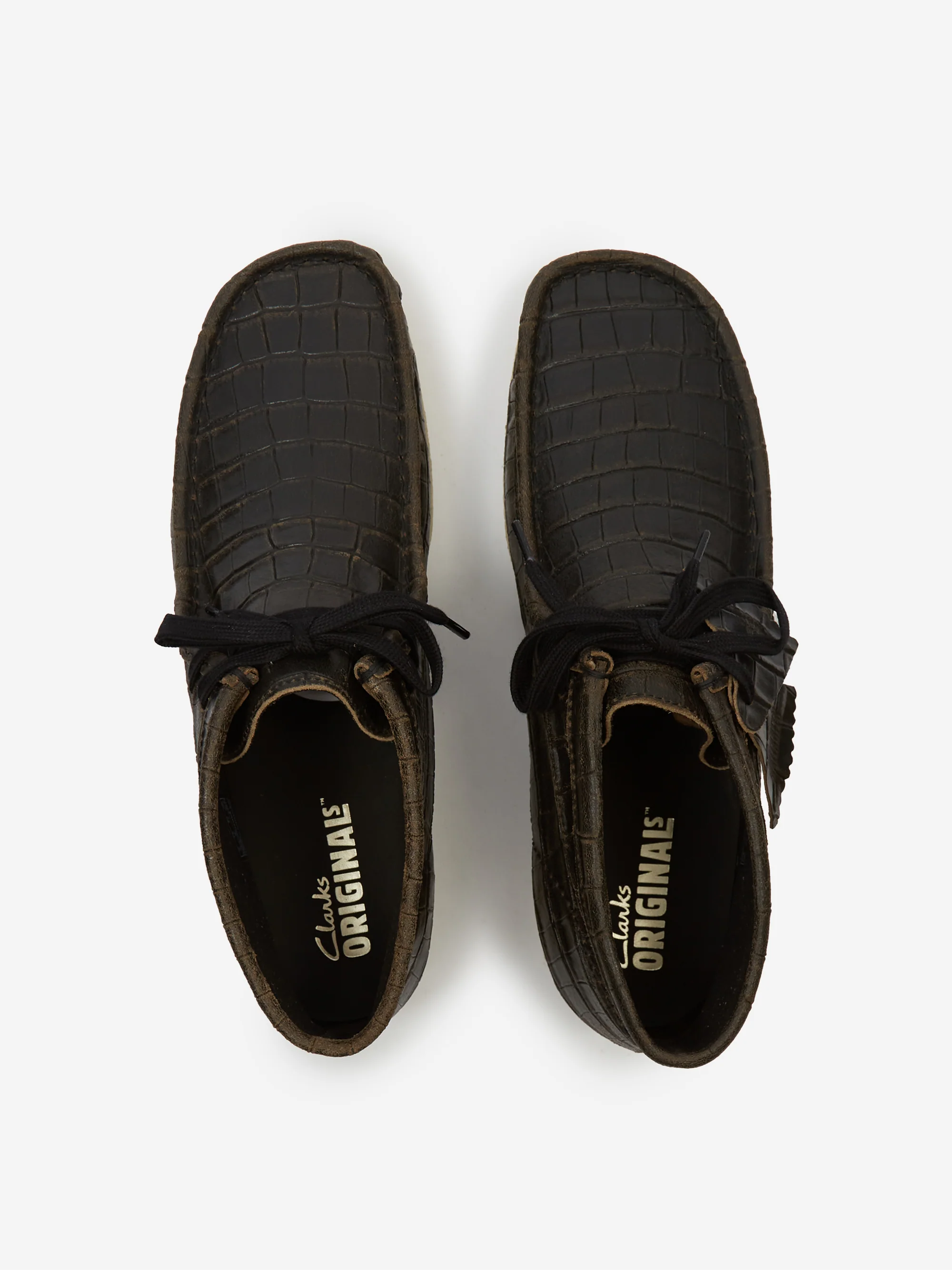 Clarks Originals Wallabee Boot - Black Croc Distress - Image 6