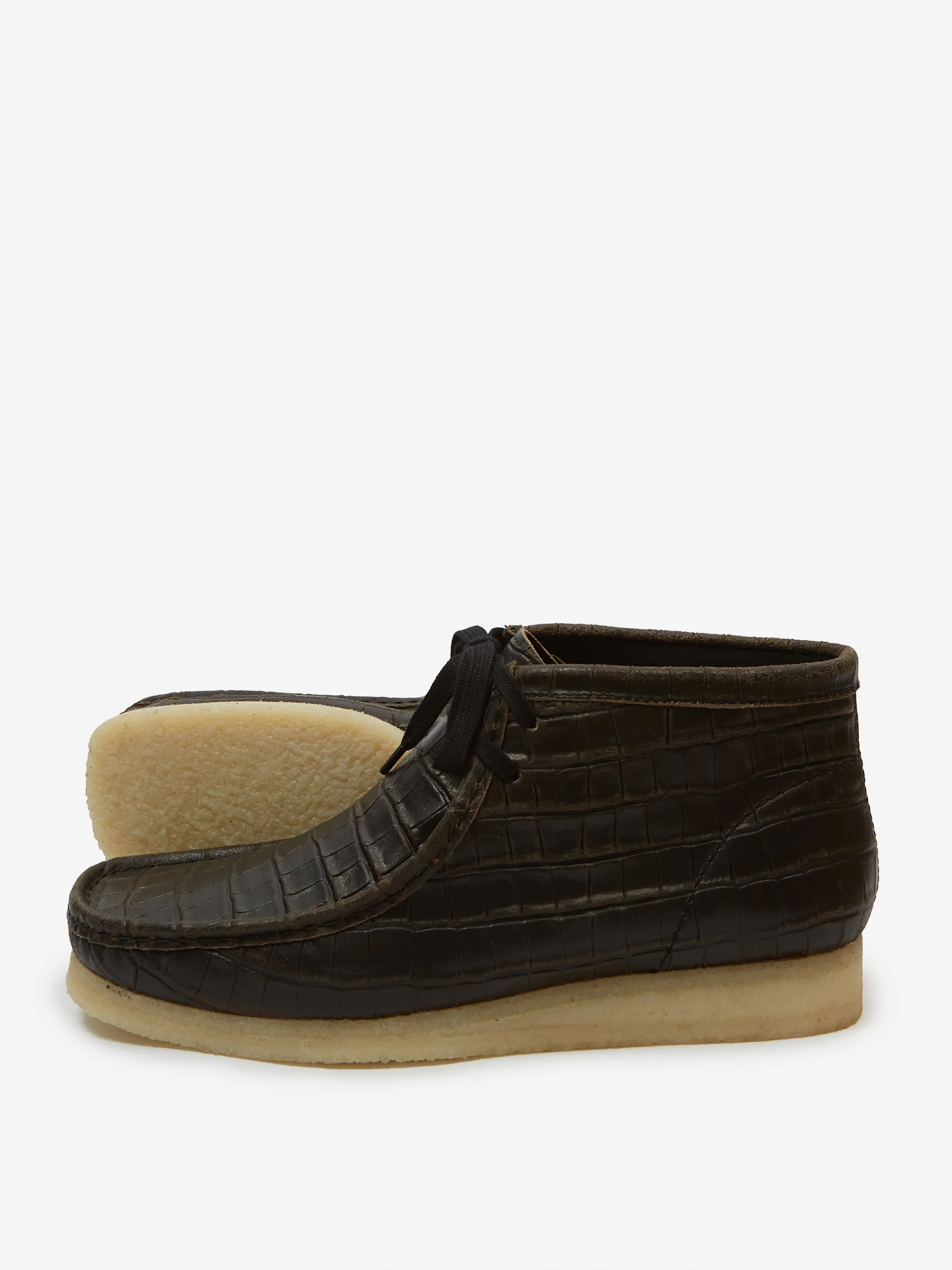 Clarks Originals Wallabee Boot - Black Croc Distress - Image 7