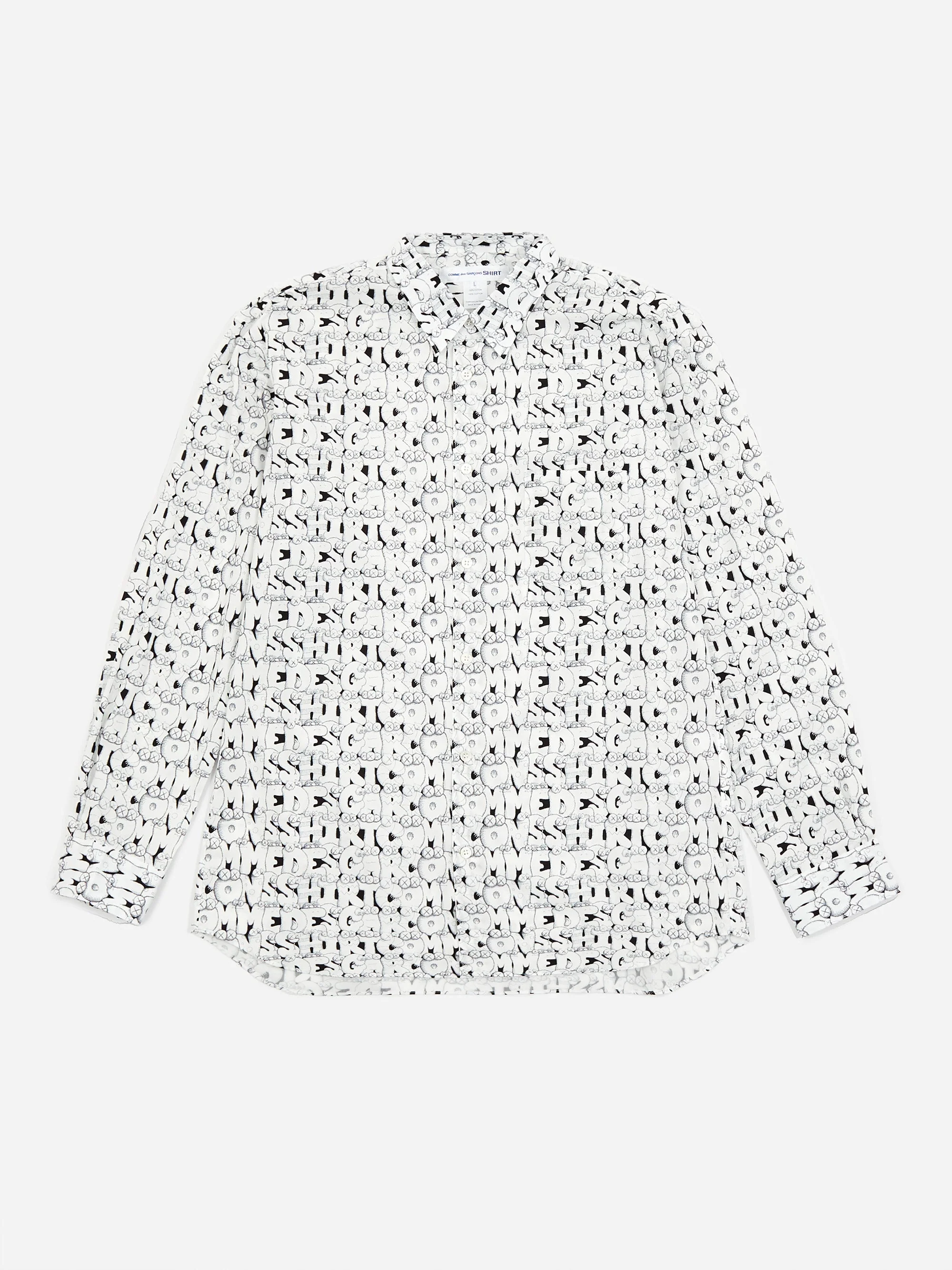 Comme des Garçons Shirt x Kaws Print Longsleeve Shirt - Black/White Print - Image 2