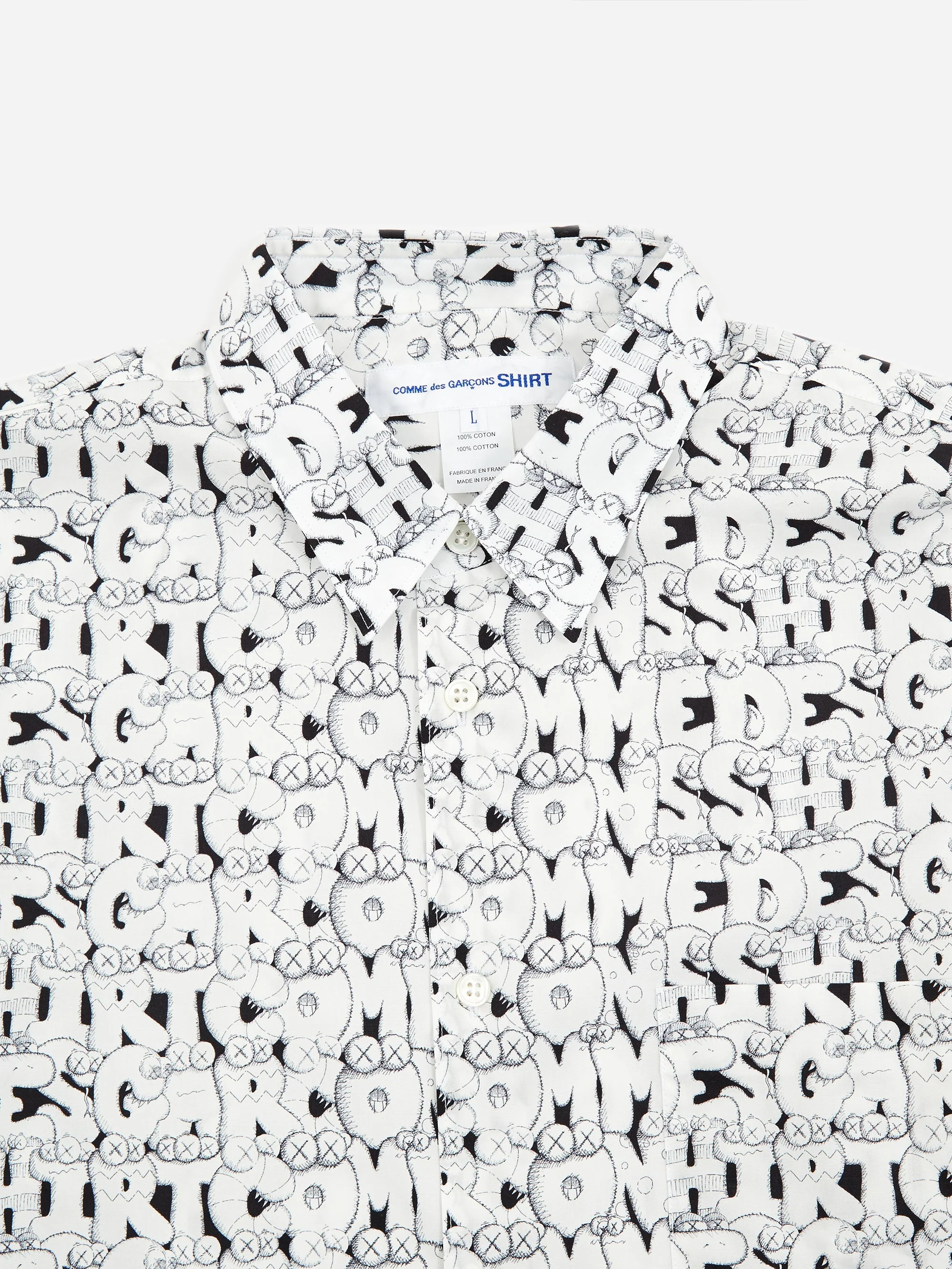 Comme des Garçons Shirt x Kaws Print Longsleeve Shirt - Black/White Print - Image 4