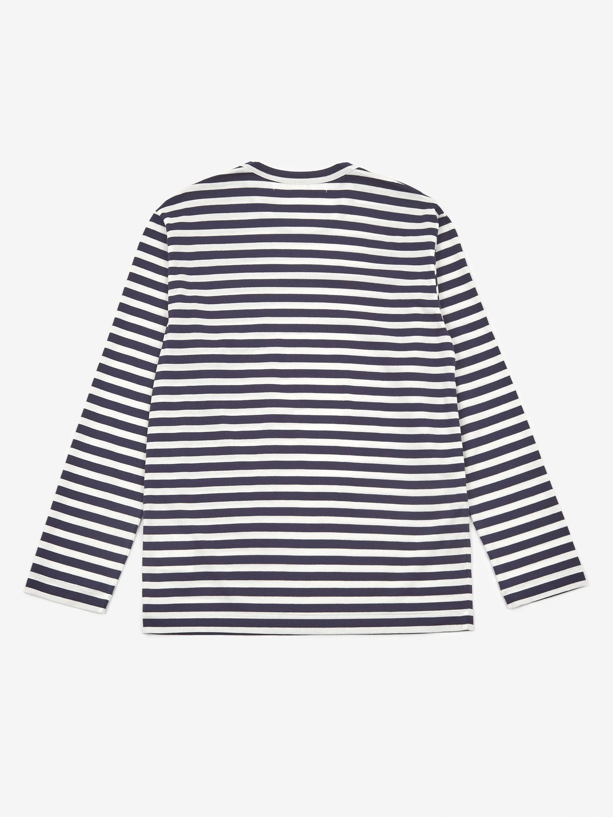 Comme des Garcons Play Striped Red Heart Long Sleeve T-Shirt - Navy/White - Image 3