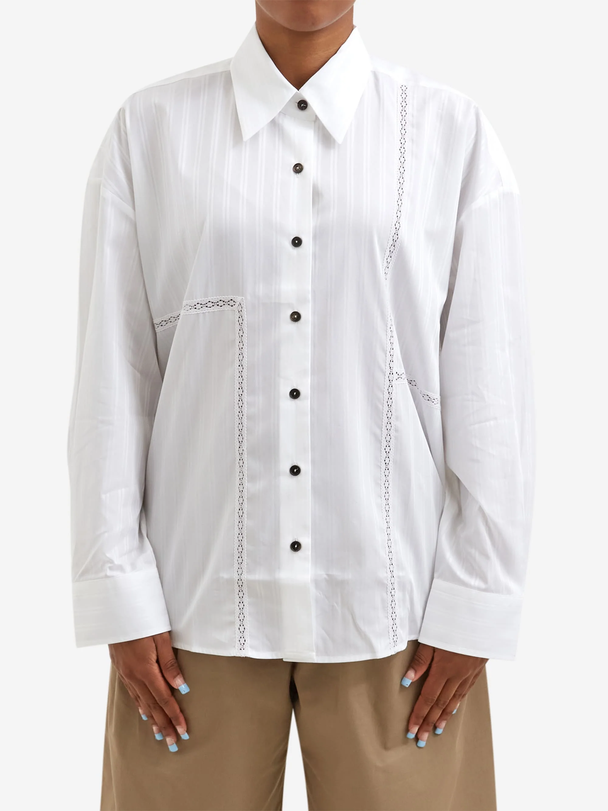 Cordera Oversized Lace Shirt - White