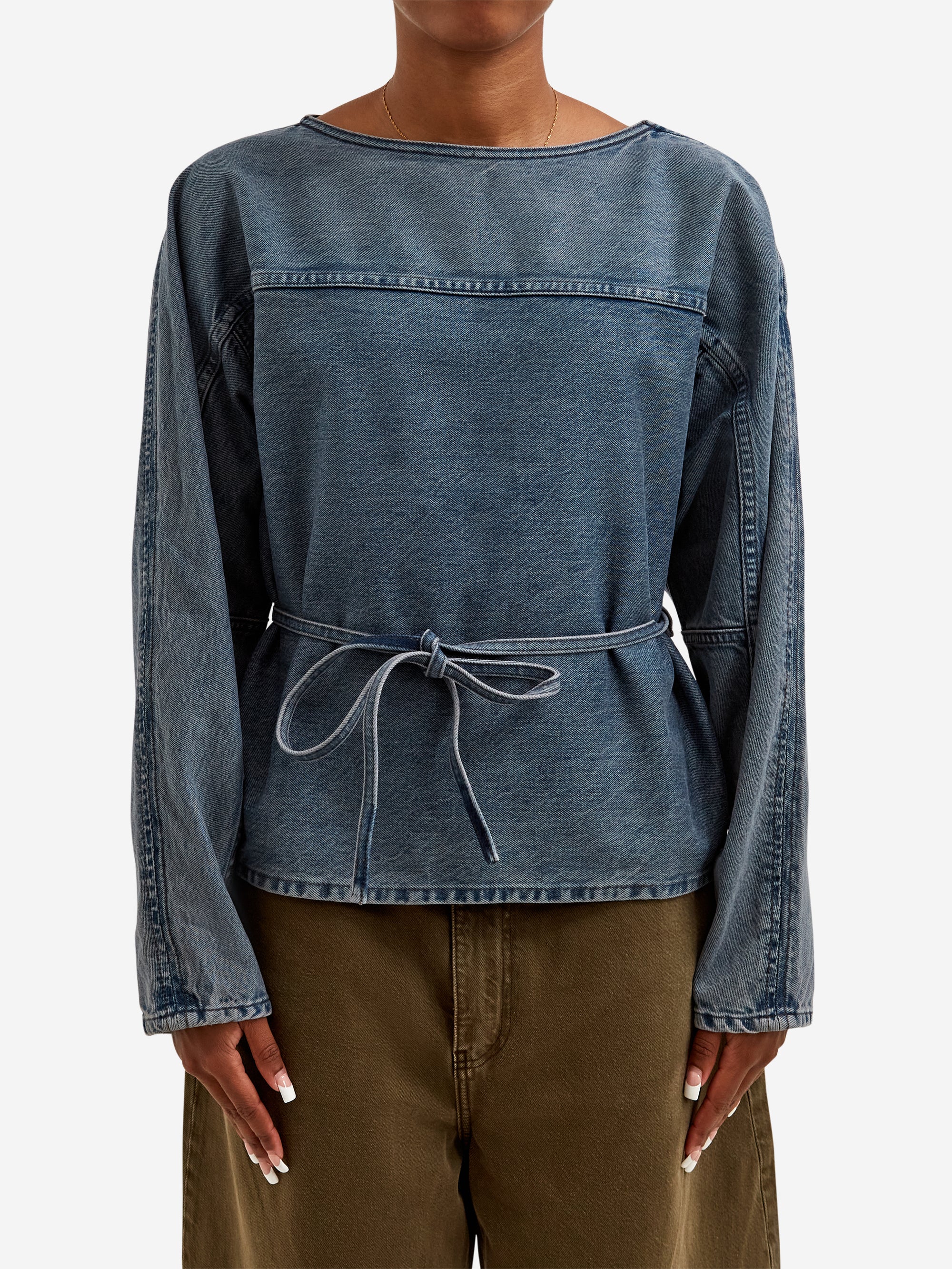 DALA Denim Sweat Top - Worn Ink