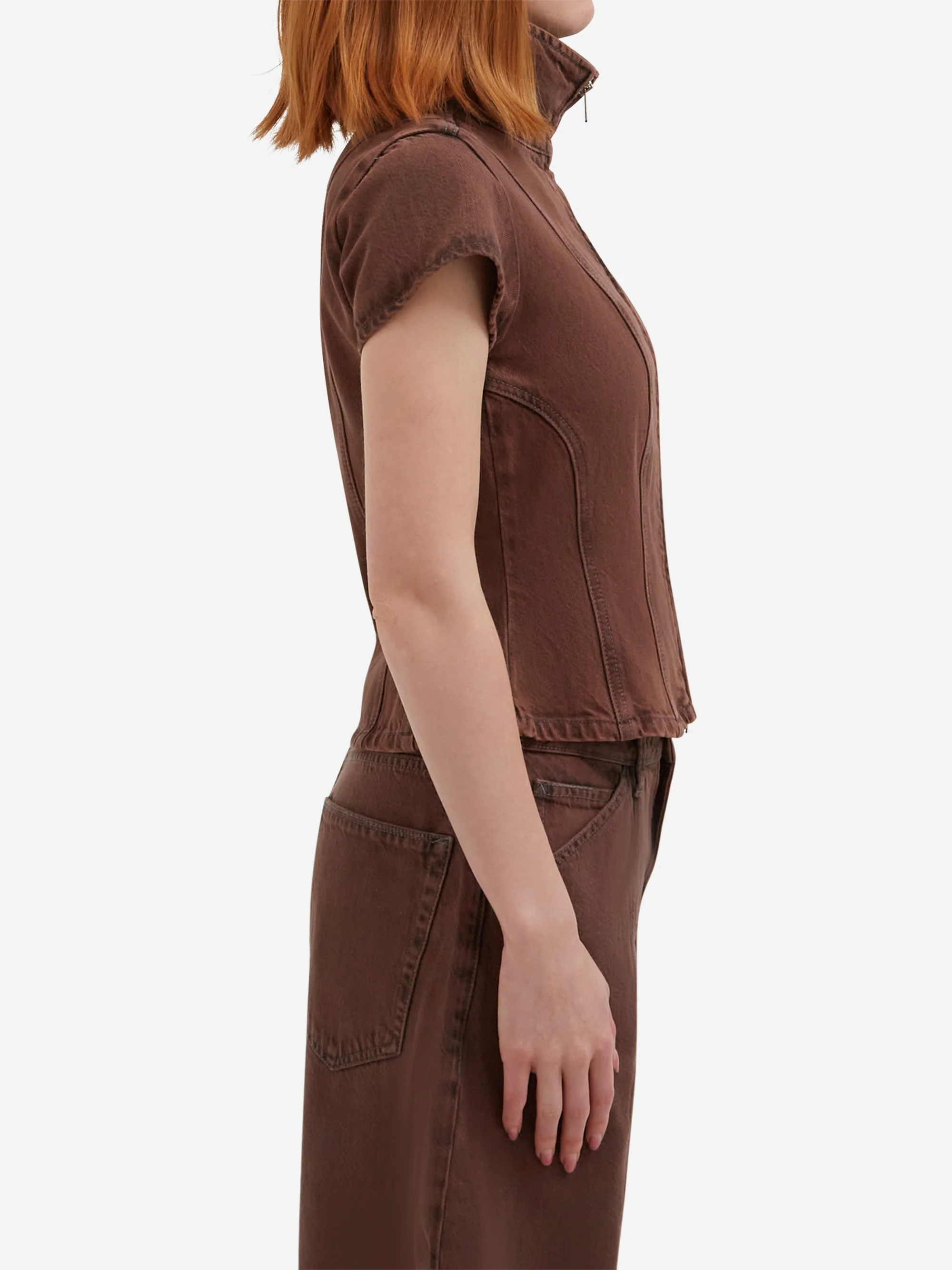DALA x Foundation FM Funnel Neck Zip - Brown - Image 2
