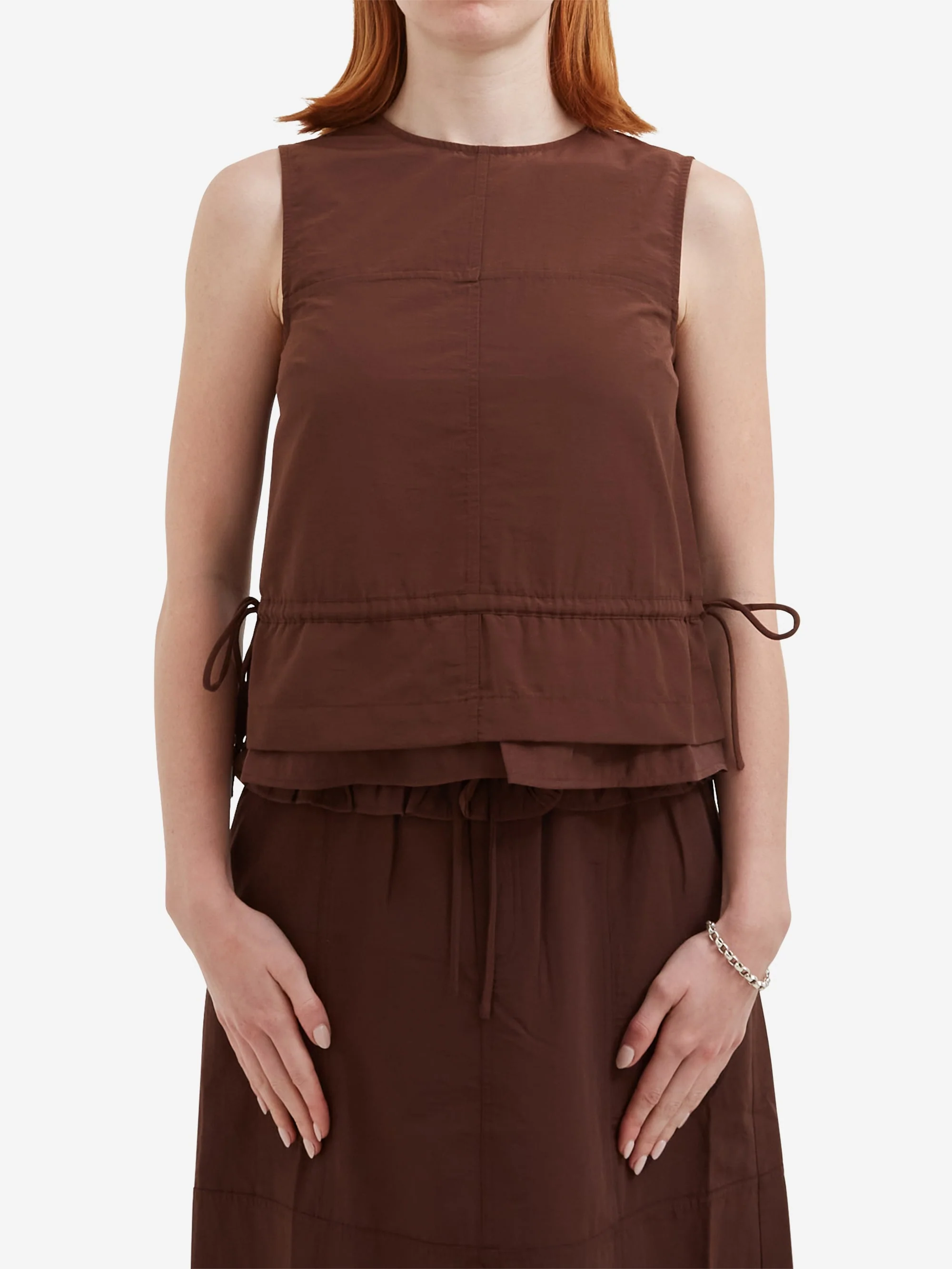 Damson Madder Ailani Sheer Panel  Blouse - Choc