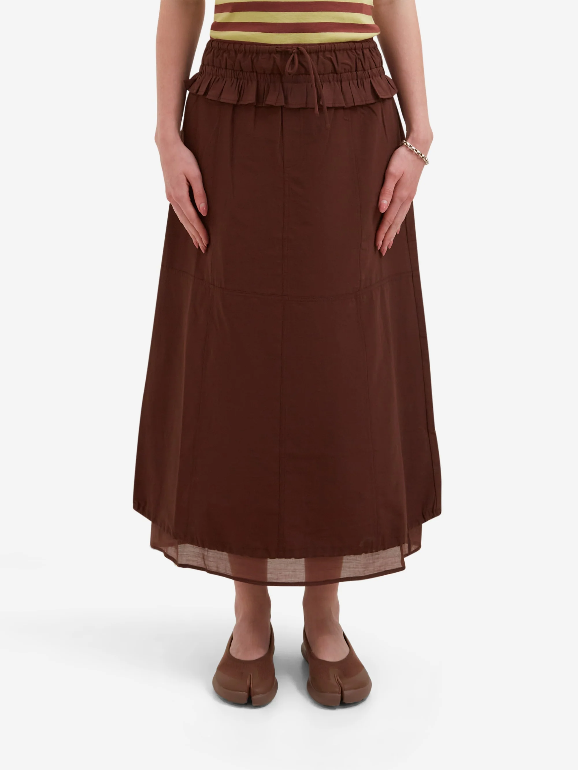 Damson Madder Amber Panel Midi Skirt - Choc