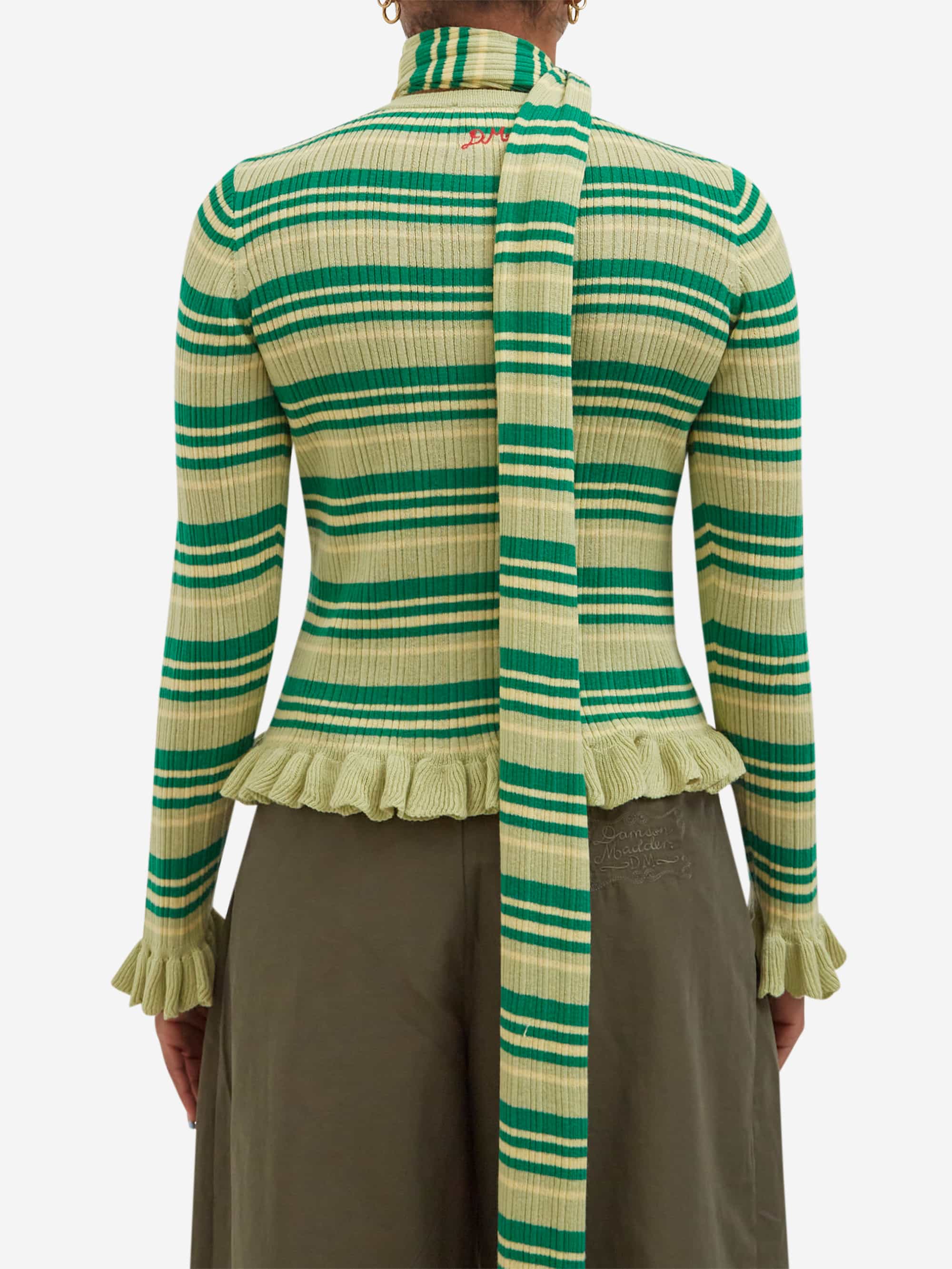 Damson Madder Anelis Cardigan- Green Stripe - Image 3