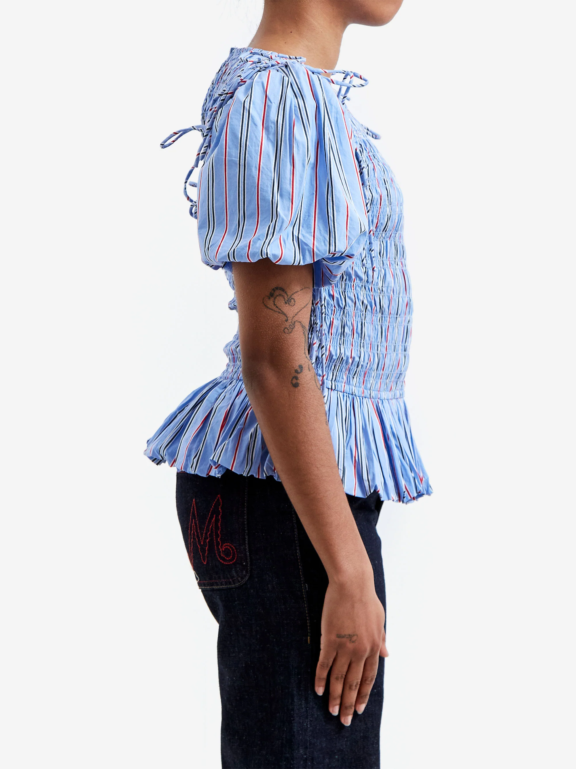 Damson Madder Becca Blouse - Bold Blue Stripe - Image 2